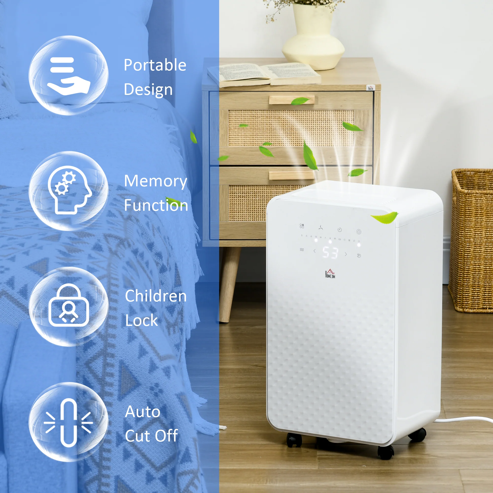 10L/Day 2000mL Portable Quiet Dehumidifier with Air Purifier Filter, White - Image 10