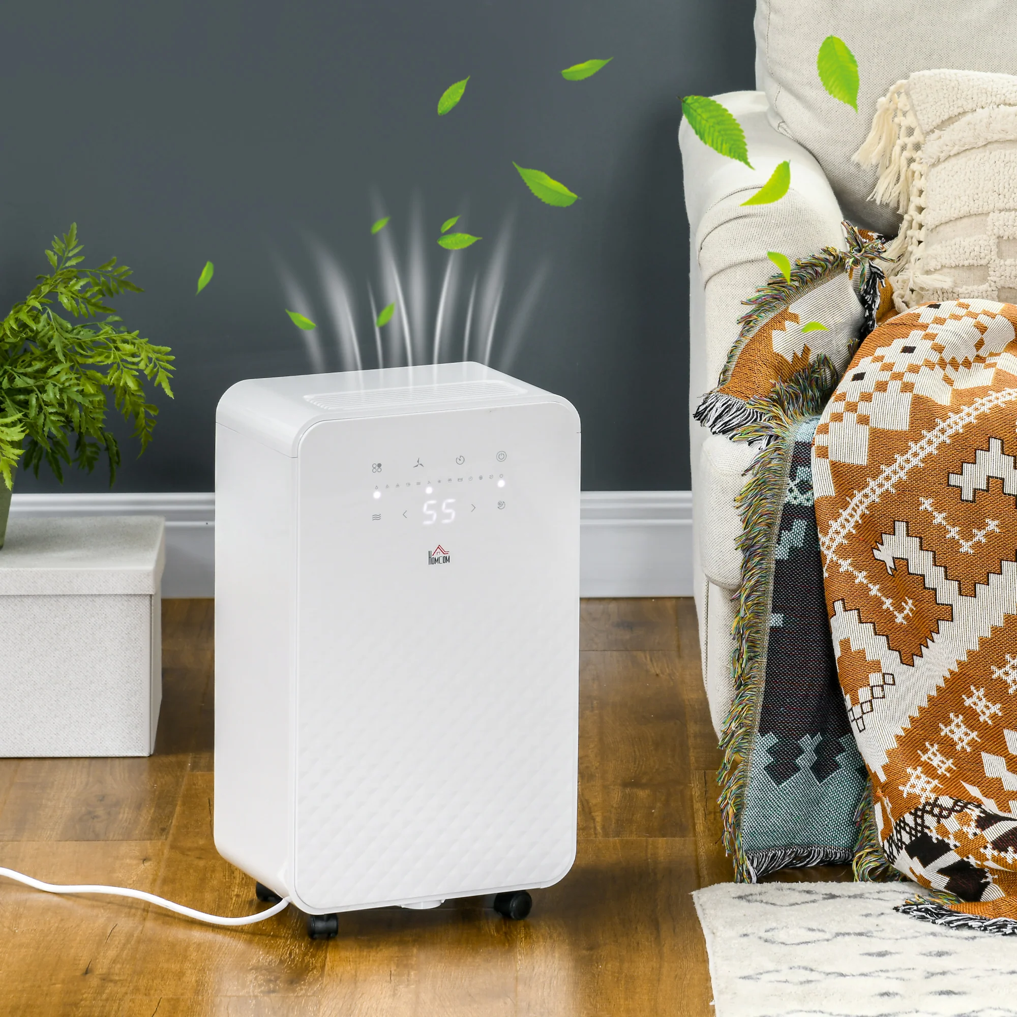 10L/Day 2000mL Portable Quiet Dehumidifier with Air Purifier Filter, White - Image 4
