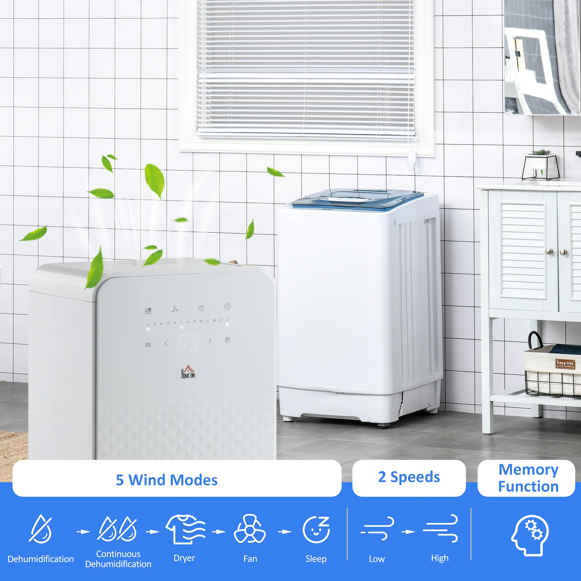 10L/Day 2000mL Portable Quiet Dehumidifier with Air Purifier Filter, White - Image 7