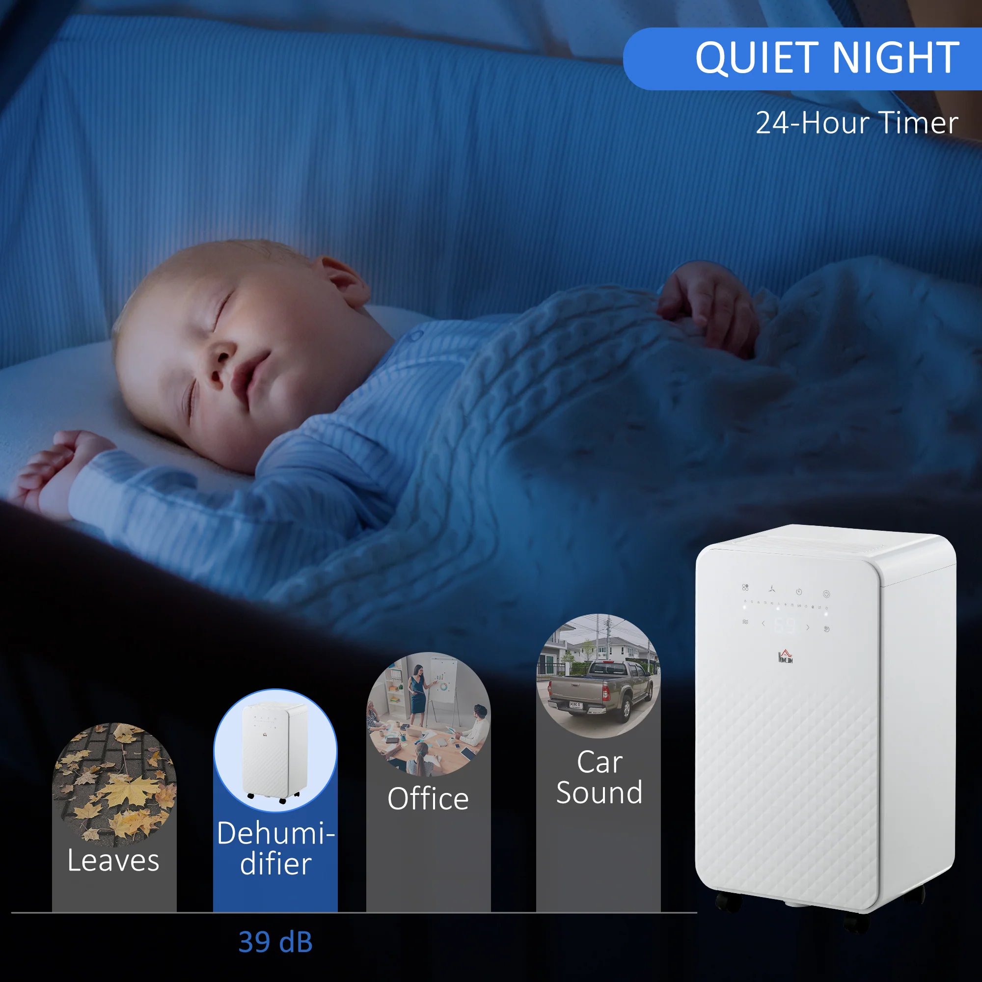 10L/Day 2000mL Portable Quiet Dehumidifier with Air Purifier Filter, White - Image 9