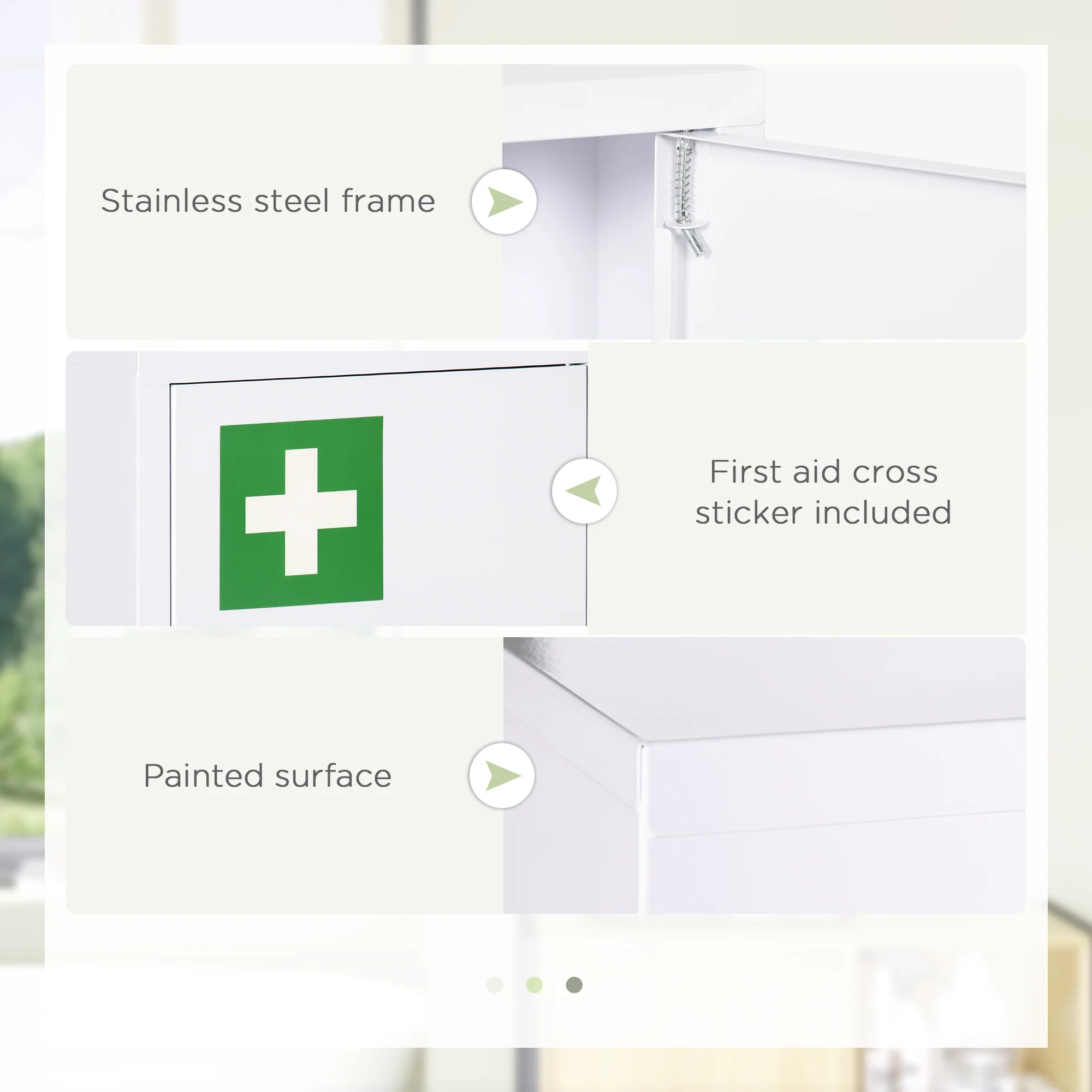 12" x 18" Wall Medicine Cabinet with Lock, 3 Tier Steel Wall Cabinet for Bathroom, White - Image 8