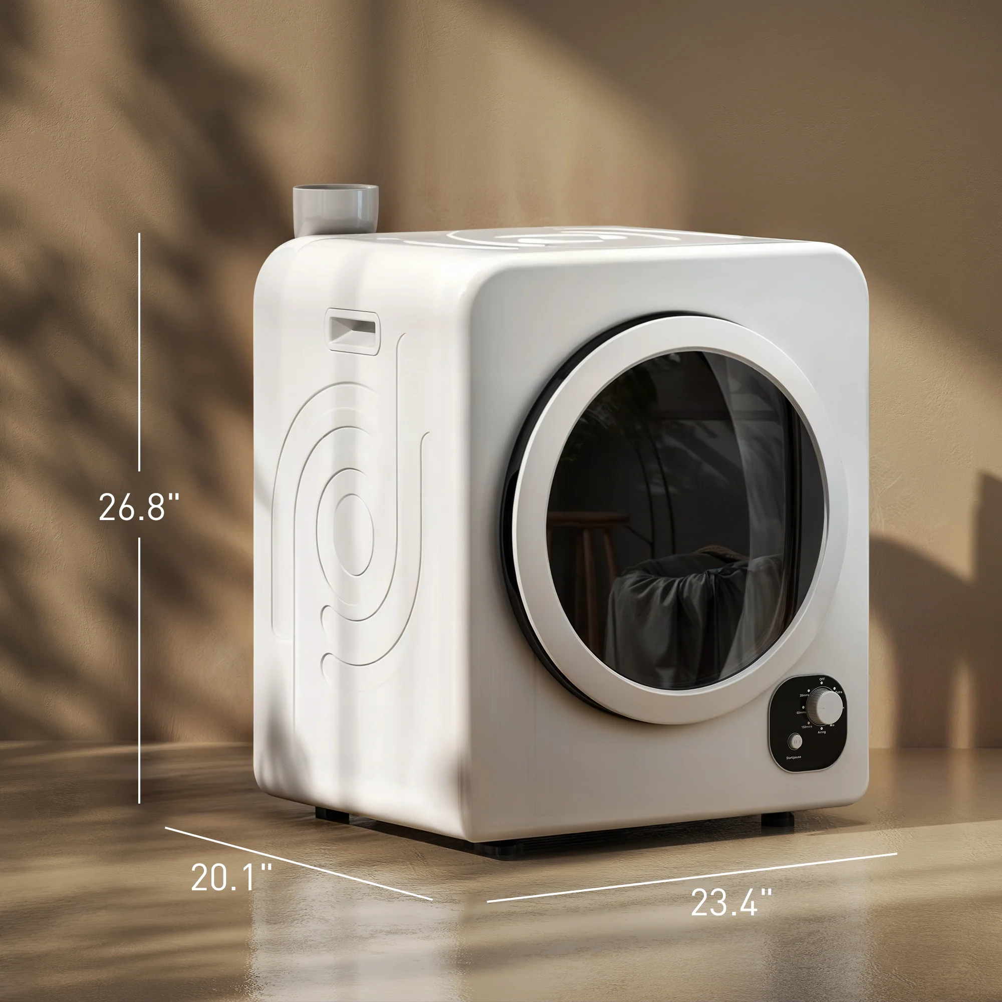 120V Portable Clothes Dryer, 3.3 Cu. Ft Laundry Dryer with Stainless Steel Tub, White - Image 5