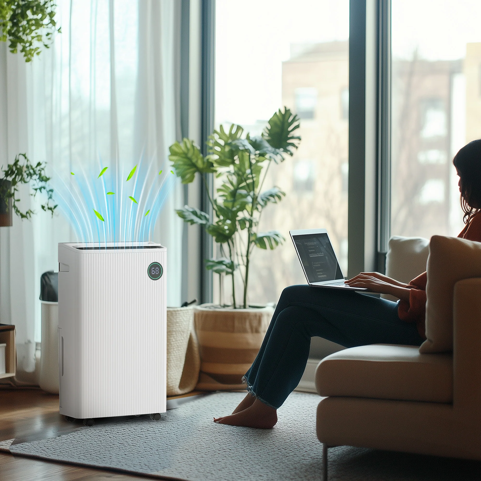 16L/Day Dehumidifier with Air Purifier and HEPA Filter, UVC, Ioniser, for Home Damp, White - Image 4