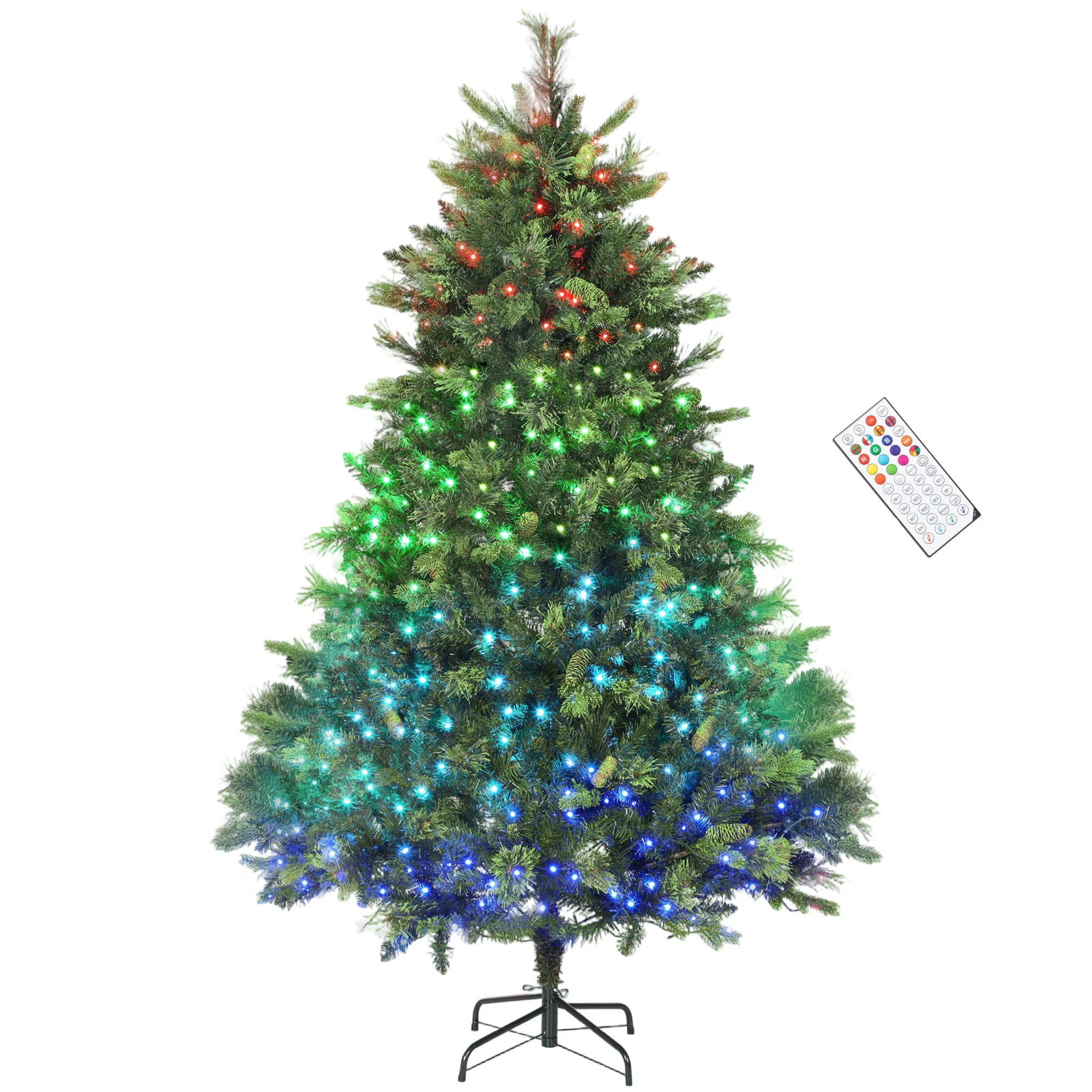 180cm Prelit Christmas Tree with DIY LED Lights, Adjustable Brightness and Speed, Remote