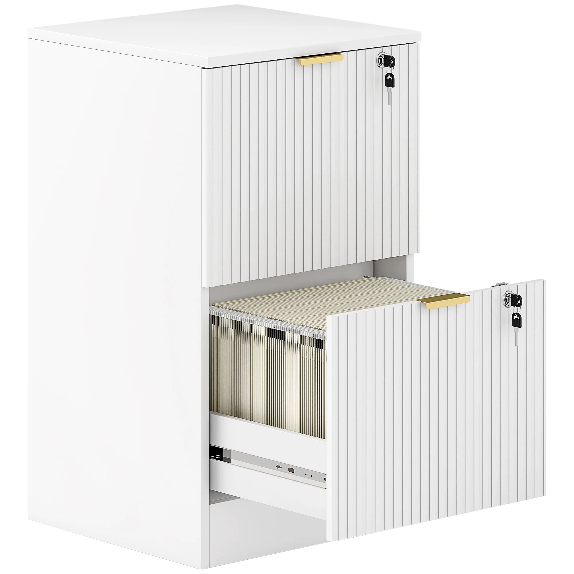 Vertical Lockable 2-Drawer Filing Cabinet with Adjustable Hanging Rails, White - Image 12