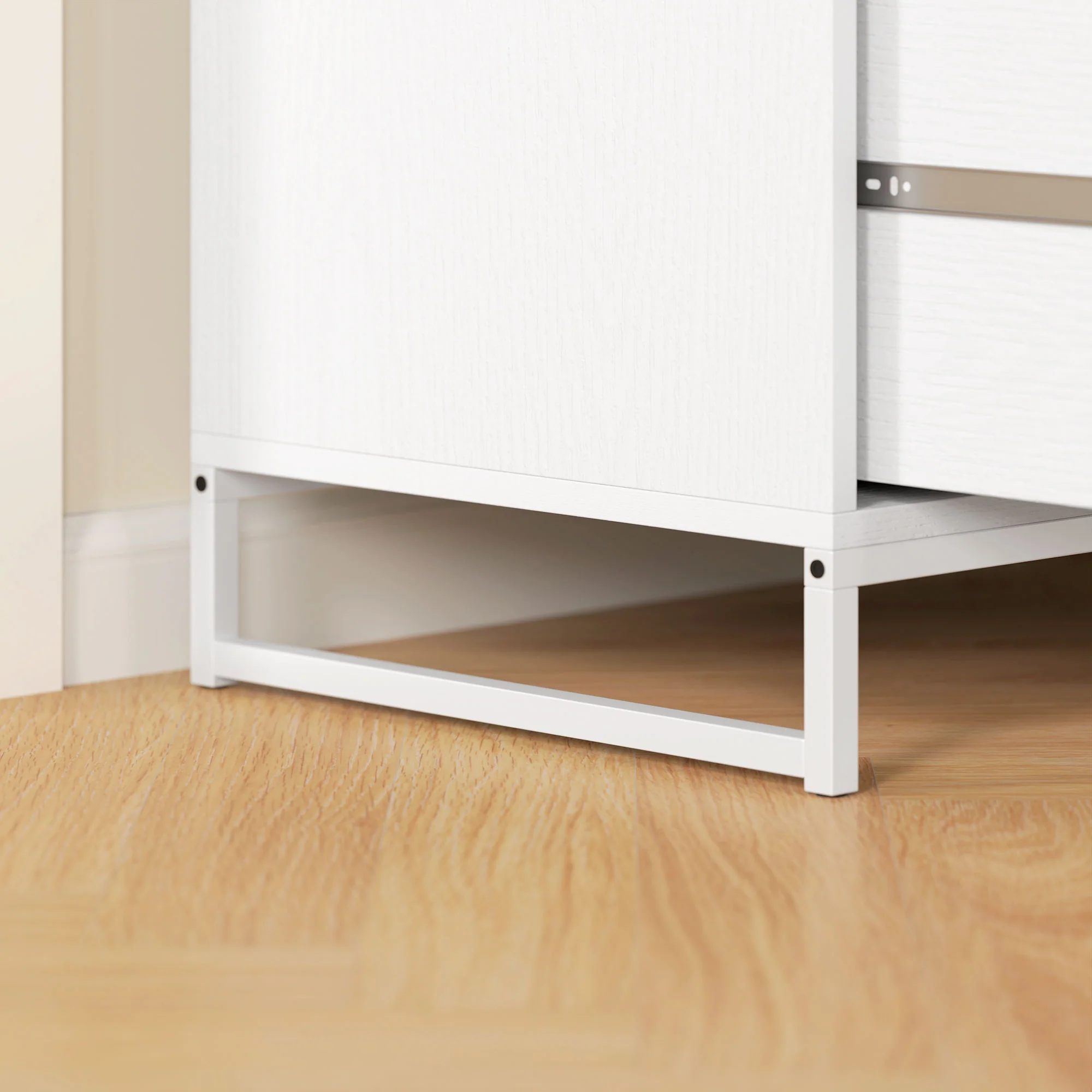 2-Drawer Rattan Filing Cabinet with Lock & Adjustable Hanging Bar for Letters, White - Image 11