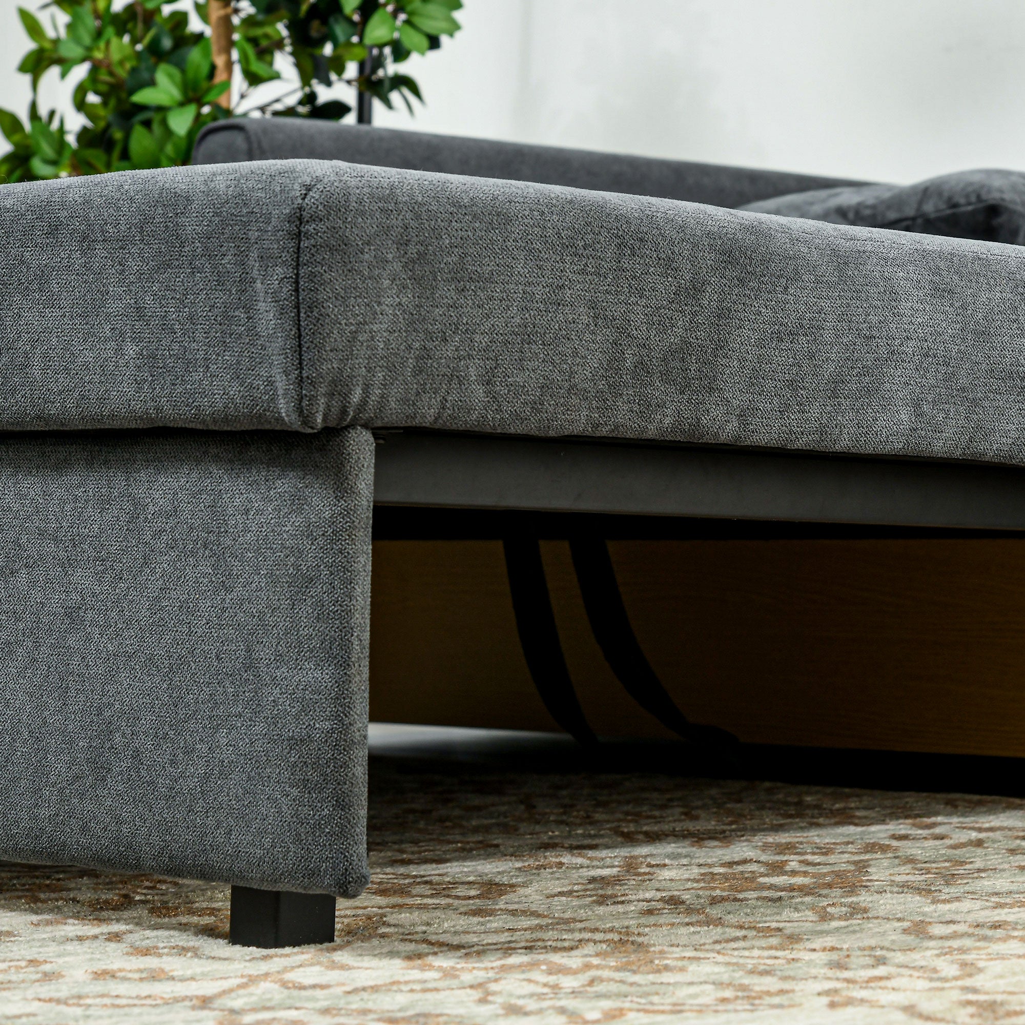 Convertible Sofa Bed, Modern Loveseat Sofa Couch w/ 2 Cushions, Hidden Storage, Dark Grey - Image 12
