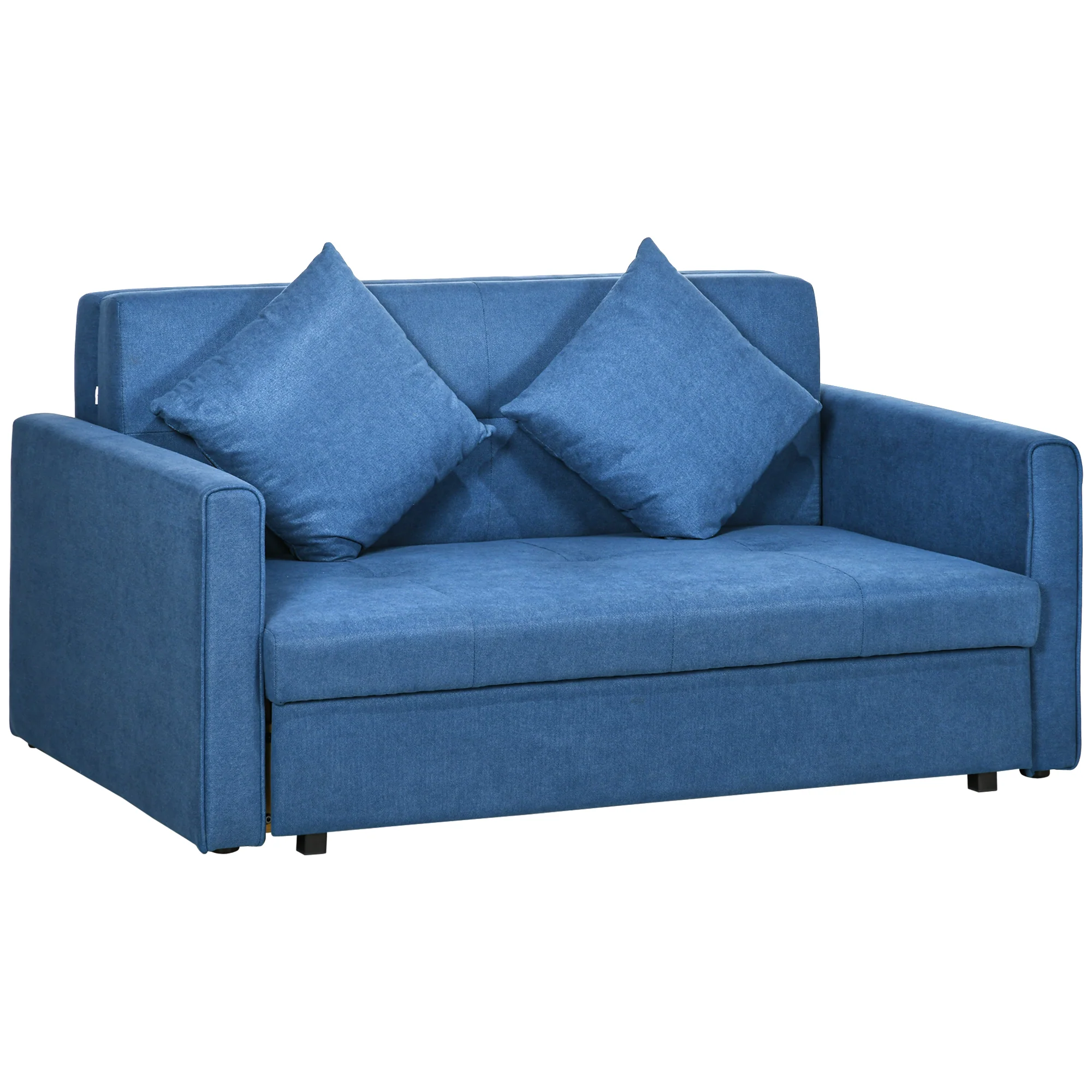 Convertible Sofa Bed, Modern Loveseat Sofa Couch w/ 2 Cushions, Hidden Storage, Deep Blue