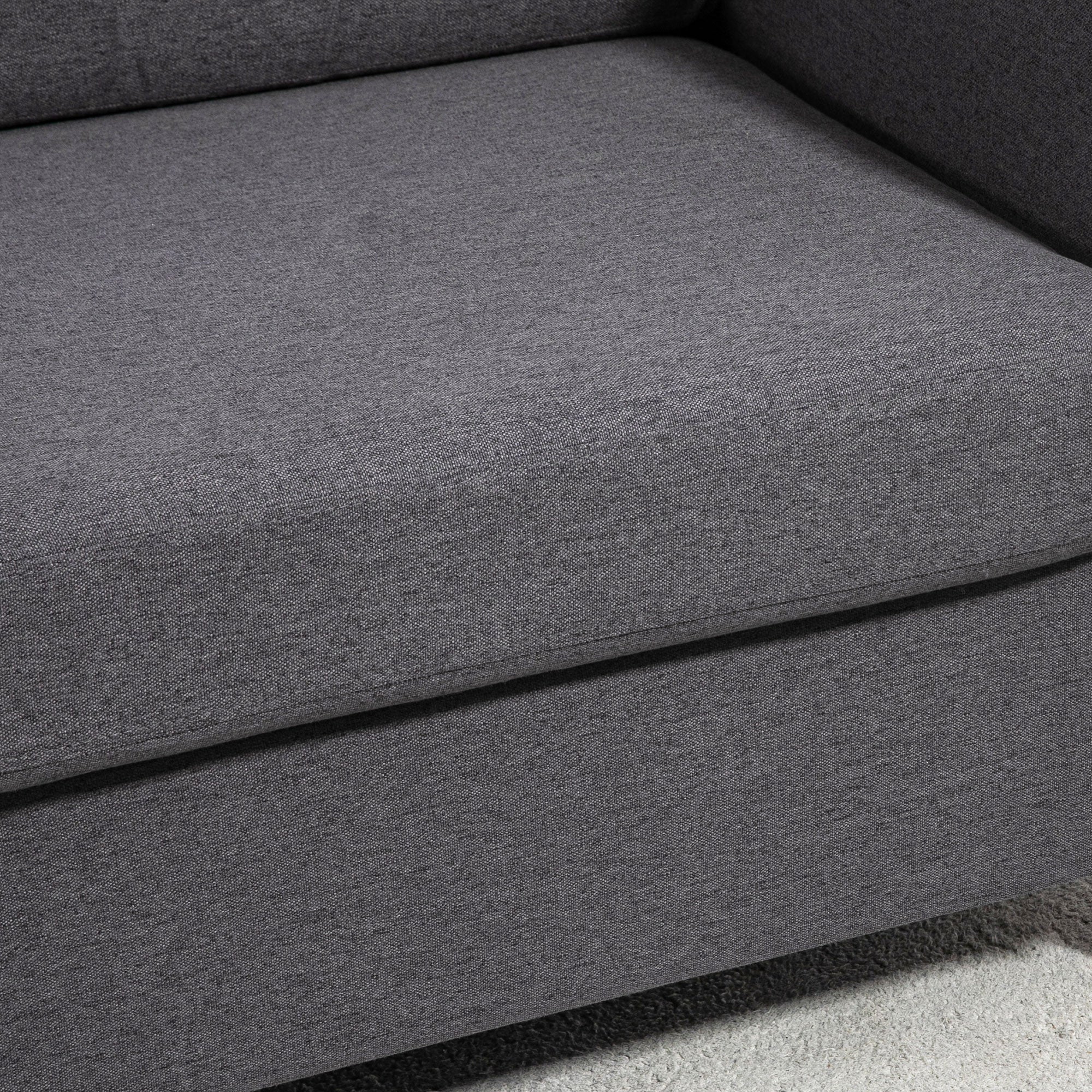 2 Seater Sofa, Fabric Compact Loveseat Couch with Wood Legs and Armrest, Dark Grey - Image 10