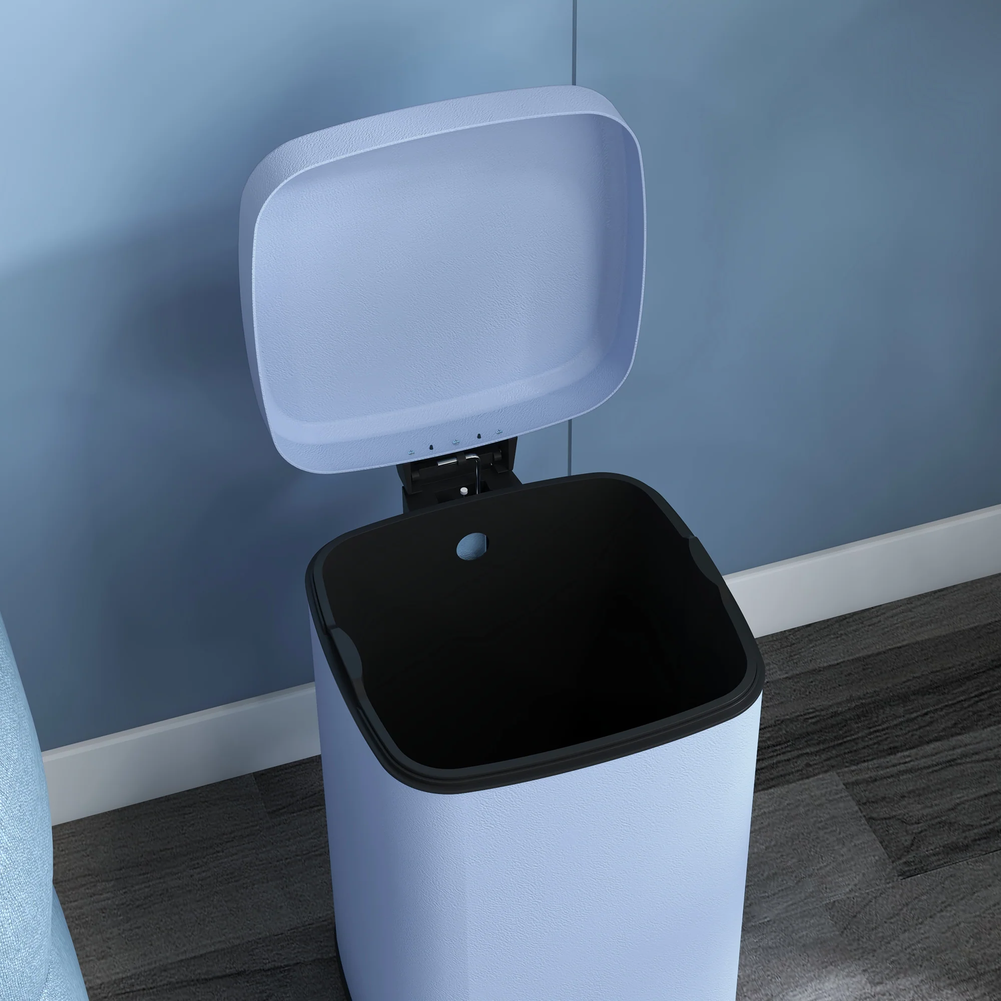 20L Fingerprint Proof Kitchen Bin with Foot Pedal & Removable Inner Bucket, Light Blue - Image 11