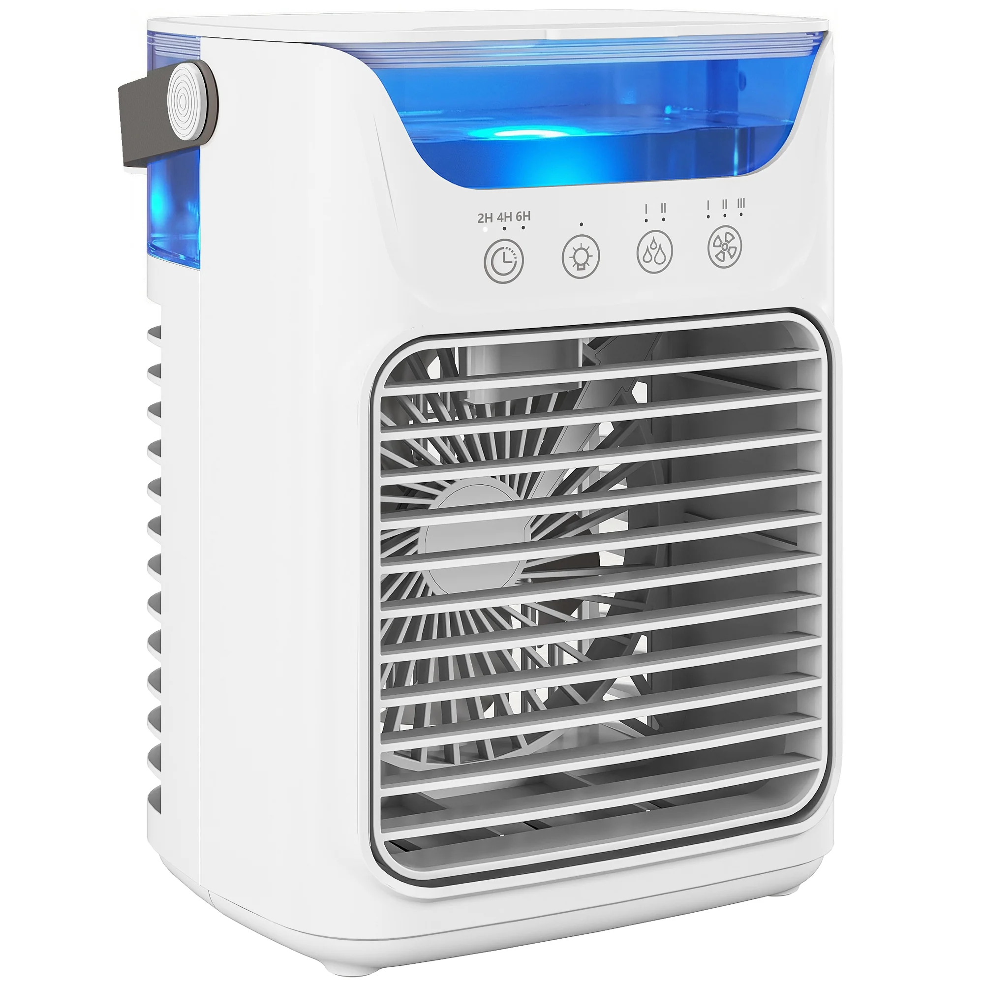 21 cm Desk Fan with Adjustable Head, 3-Speed Table Fan with Water Tank & RGB Light, White - Image 12