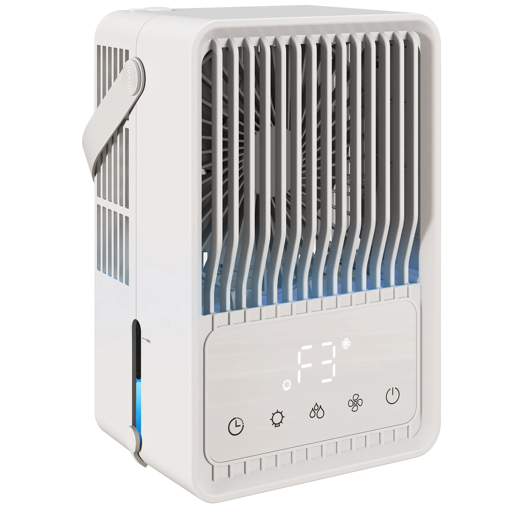 23.2 cm Desk Fan with Humidifier, 3-Speed Table Fan with 550ml Water Tank, Small Fan with RGB Light for Bedroom, Home Office, White - Image 12