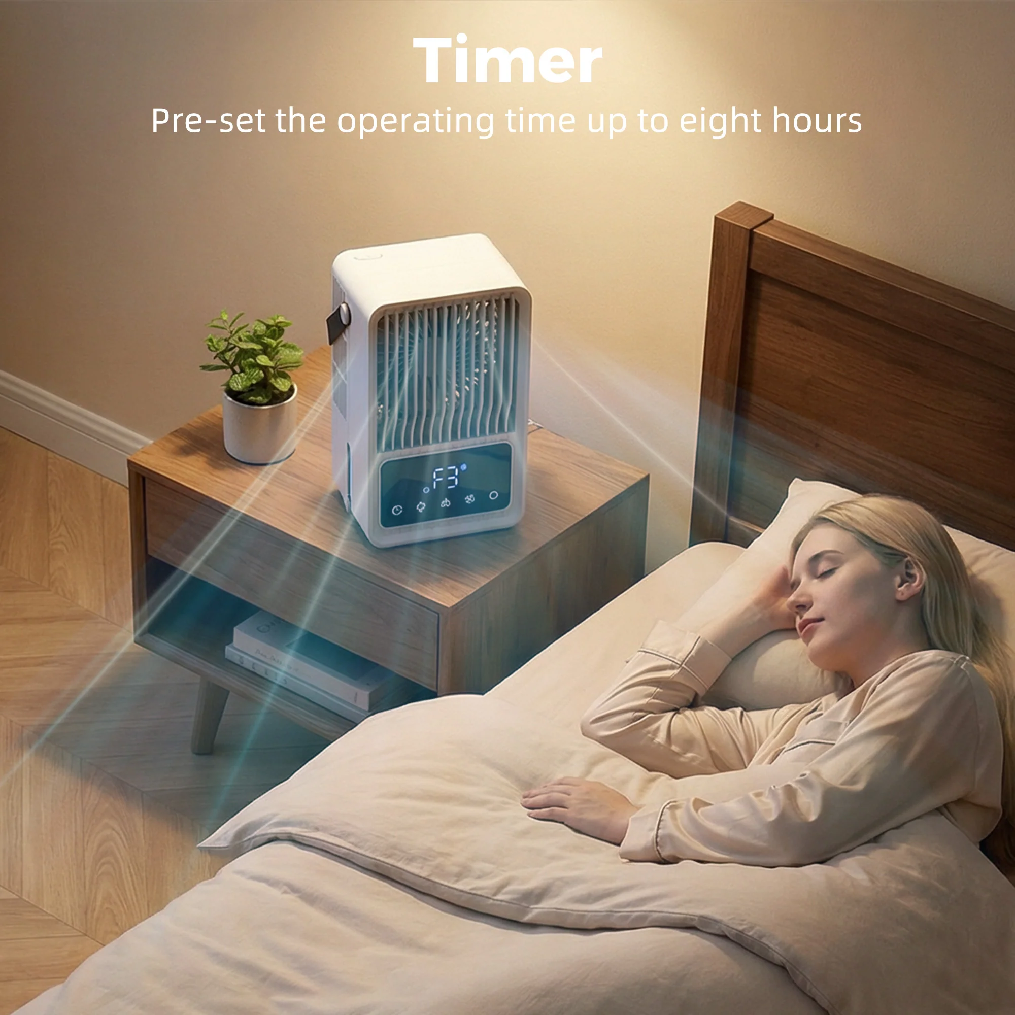 23.2 cm Desk Fan with Humidifier, 3-Speed Table Fan with 550ml Water Tank, Small Fan with RGB Light for Bedroom, Home Office, Black - Image 10