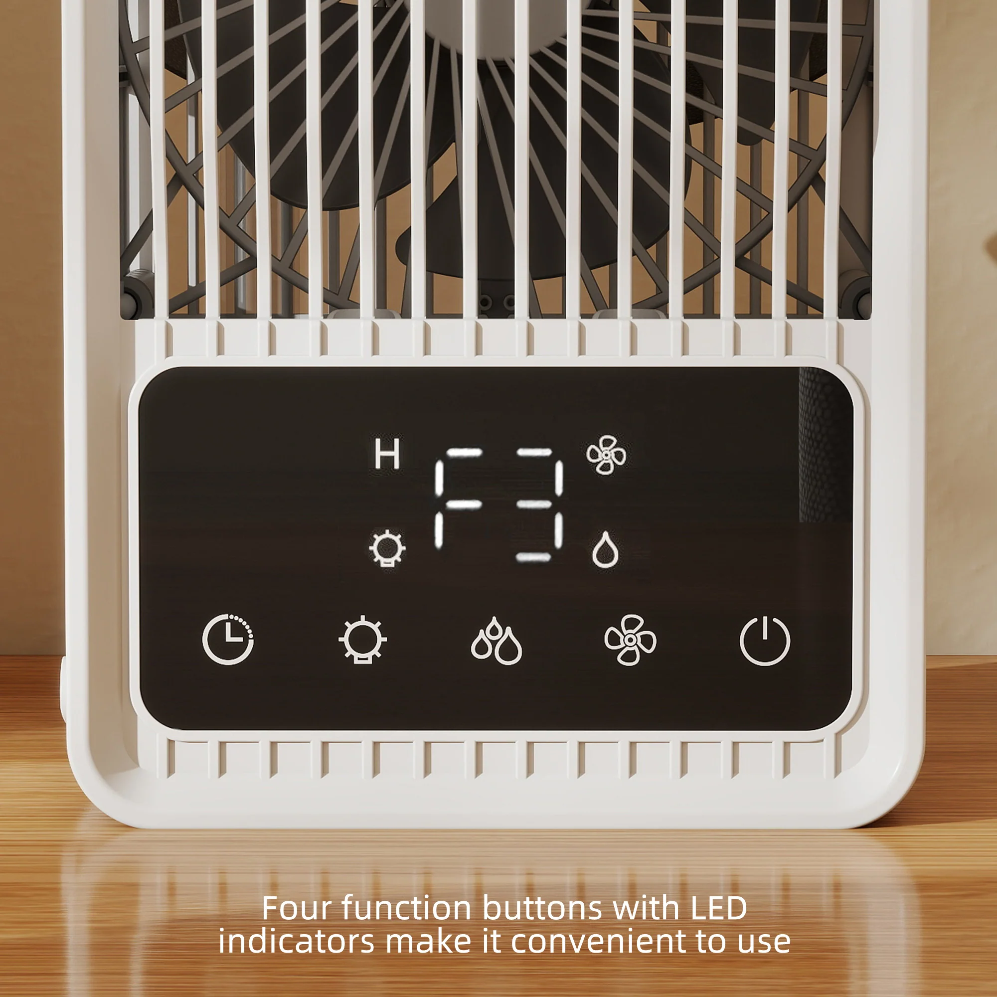 23.2 cm Desk Fan with Humidifier, 3-Speed Table Fan with 550ml Water Tank, Small Fan with RGB Light for Bedroom, Home Office, Black - Image 11