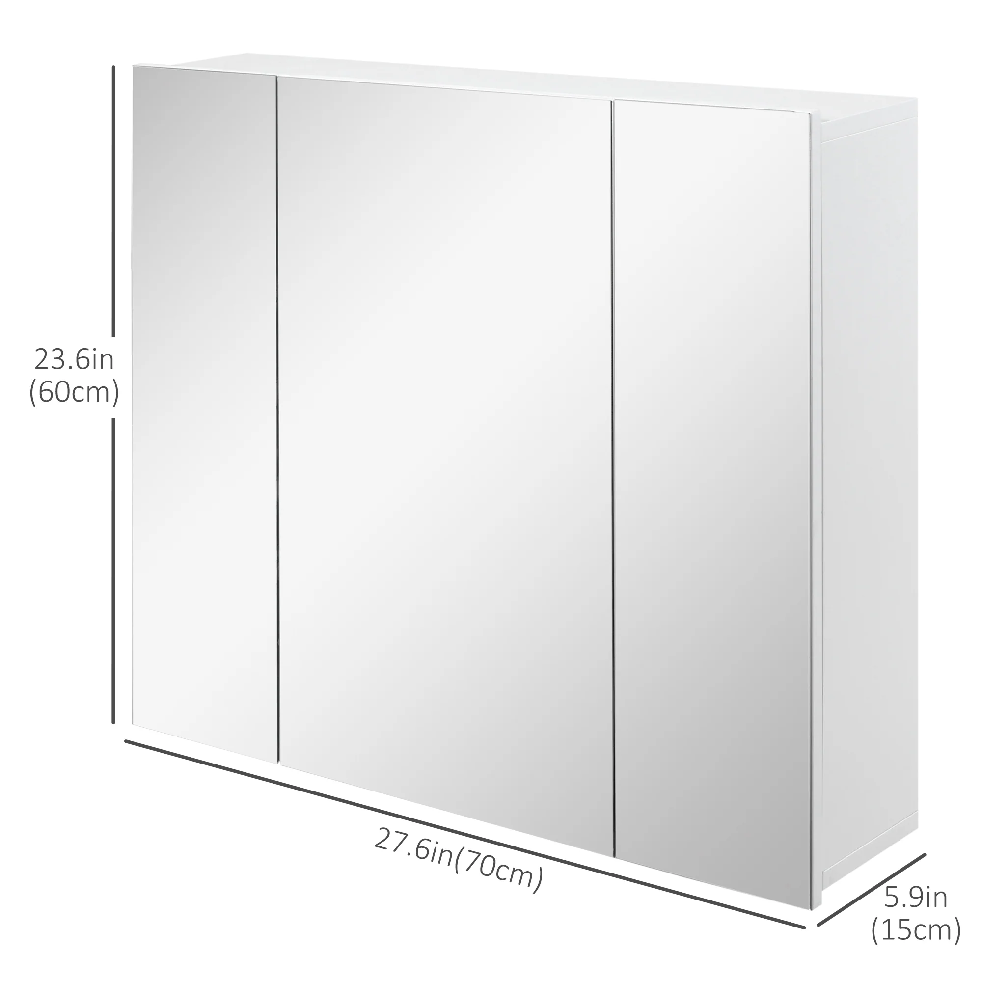 28" x 24" Medicine Cabinet, Wall Mounted Bathroom Cabinet with Mirrored Doors, White - Image 5