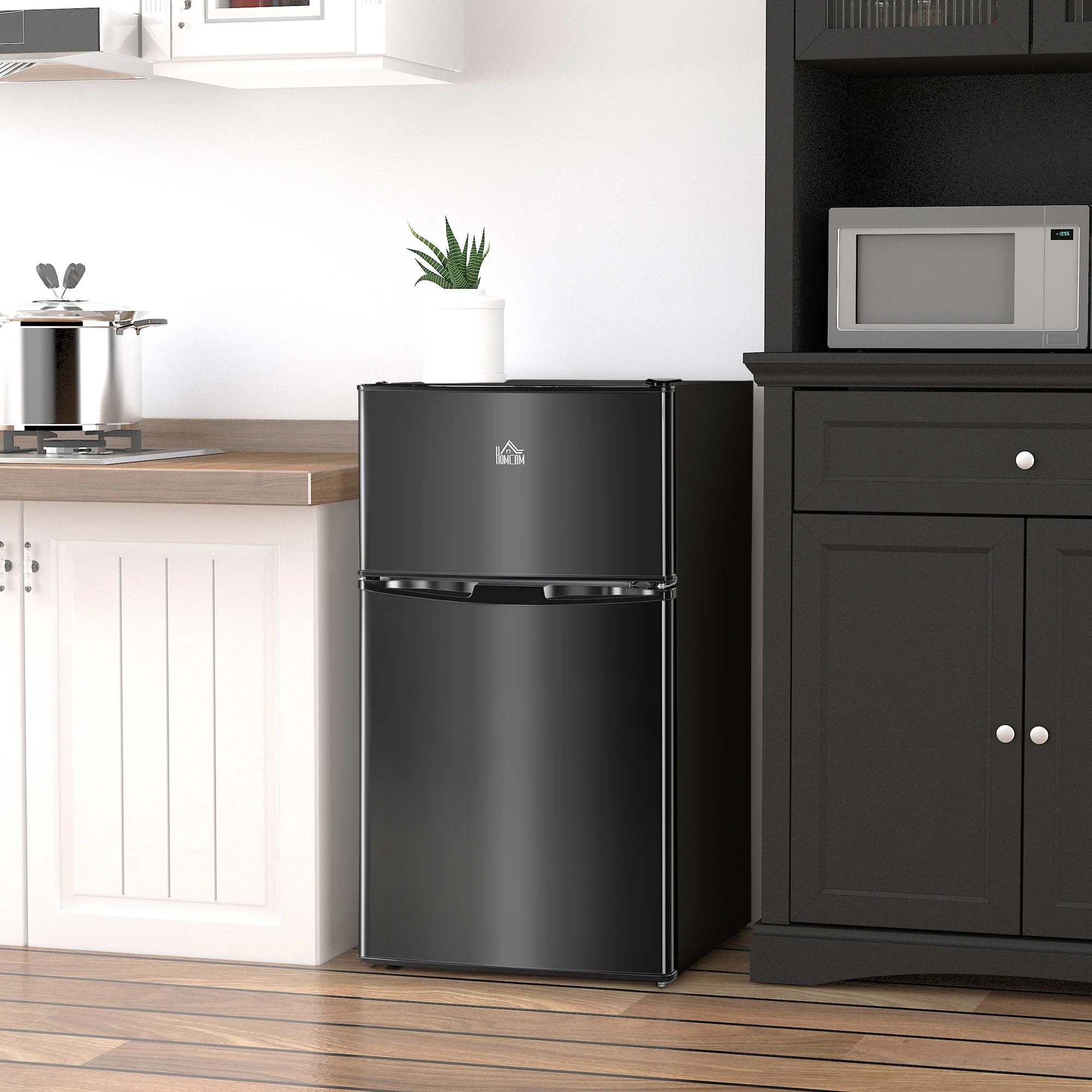 3.2 Cu Ft Mini Fridge with Double Door, Adjustable Thermostat & Energy Efficient, Black - Image 4