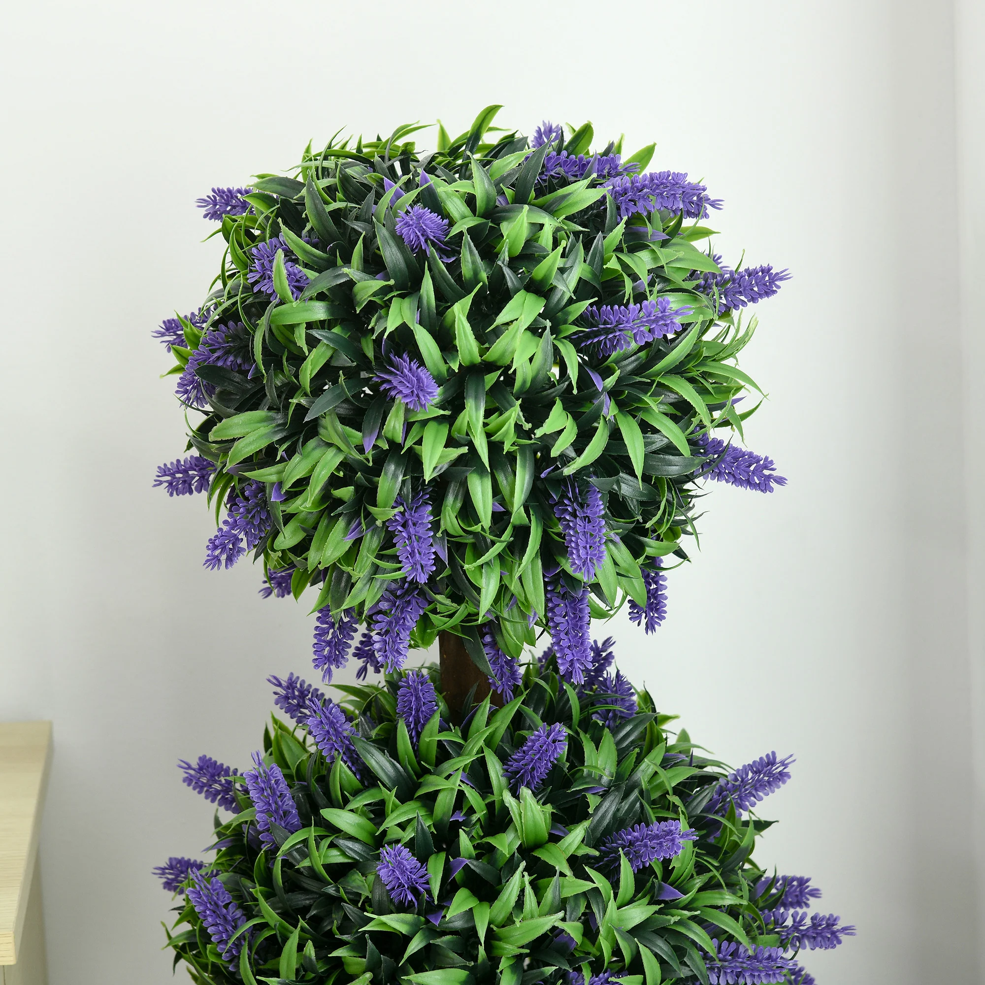 3.5ft Set of 2 Decorative Artificial Plants Ball Trees with Lavender Flowers in Pot Fake Plants for Home Indoor Outdoor Decor, Green - Image 9