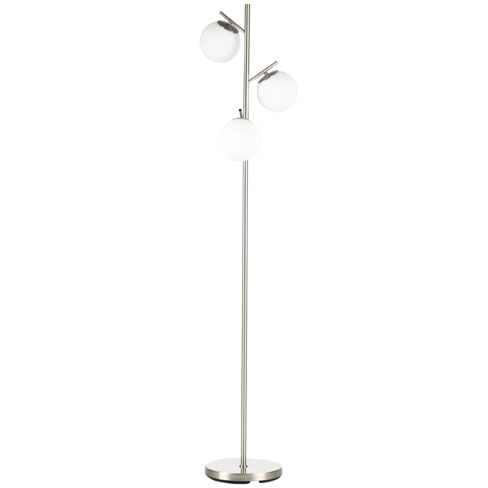 3-Light Tree Floor Lamps for Living Room with Globe Lampshade & Steel Base, Silver