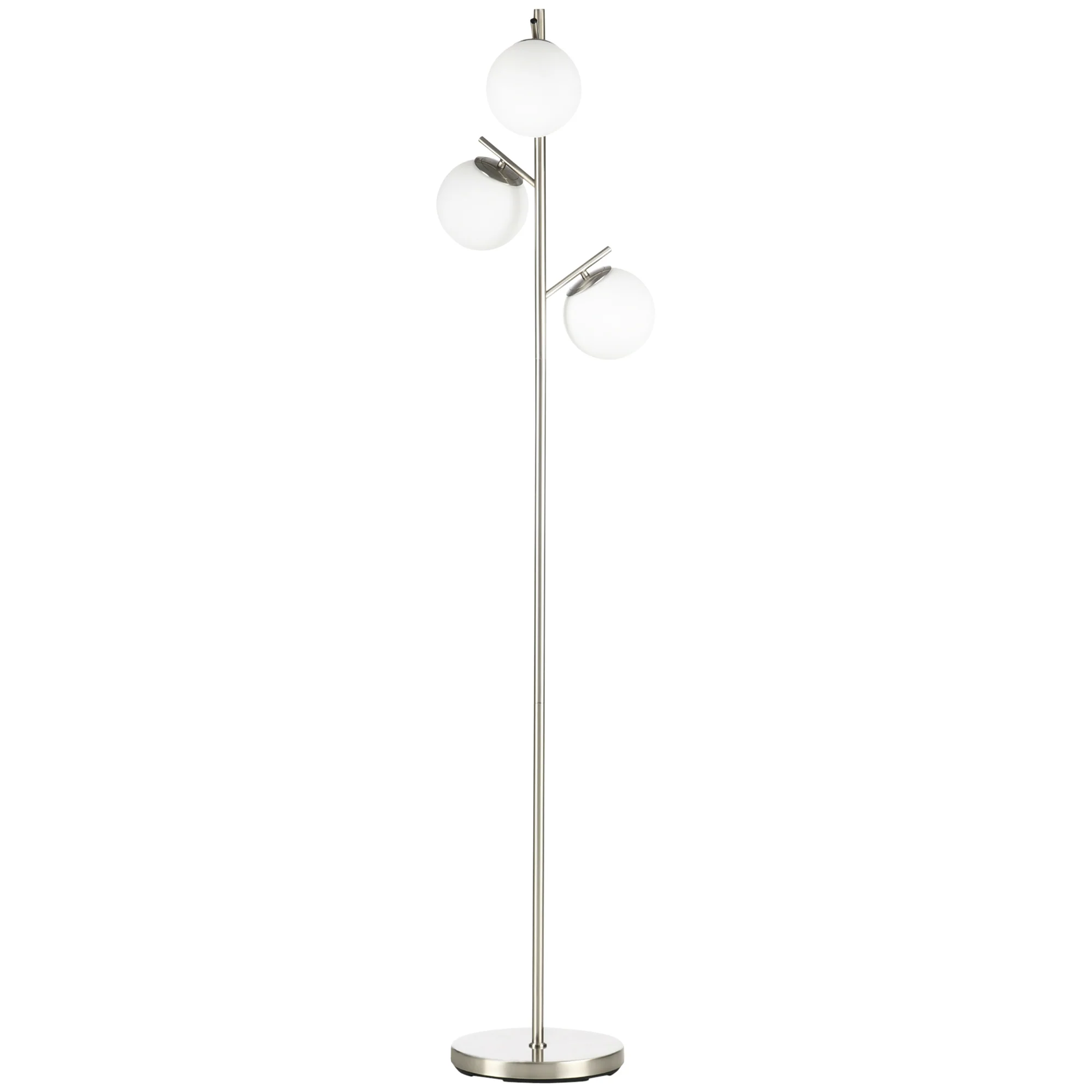 3-Light Tree Floor Lamps for Living Room with Globe Lampshade & Steel Base, Silver - Image 2
