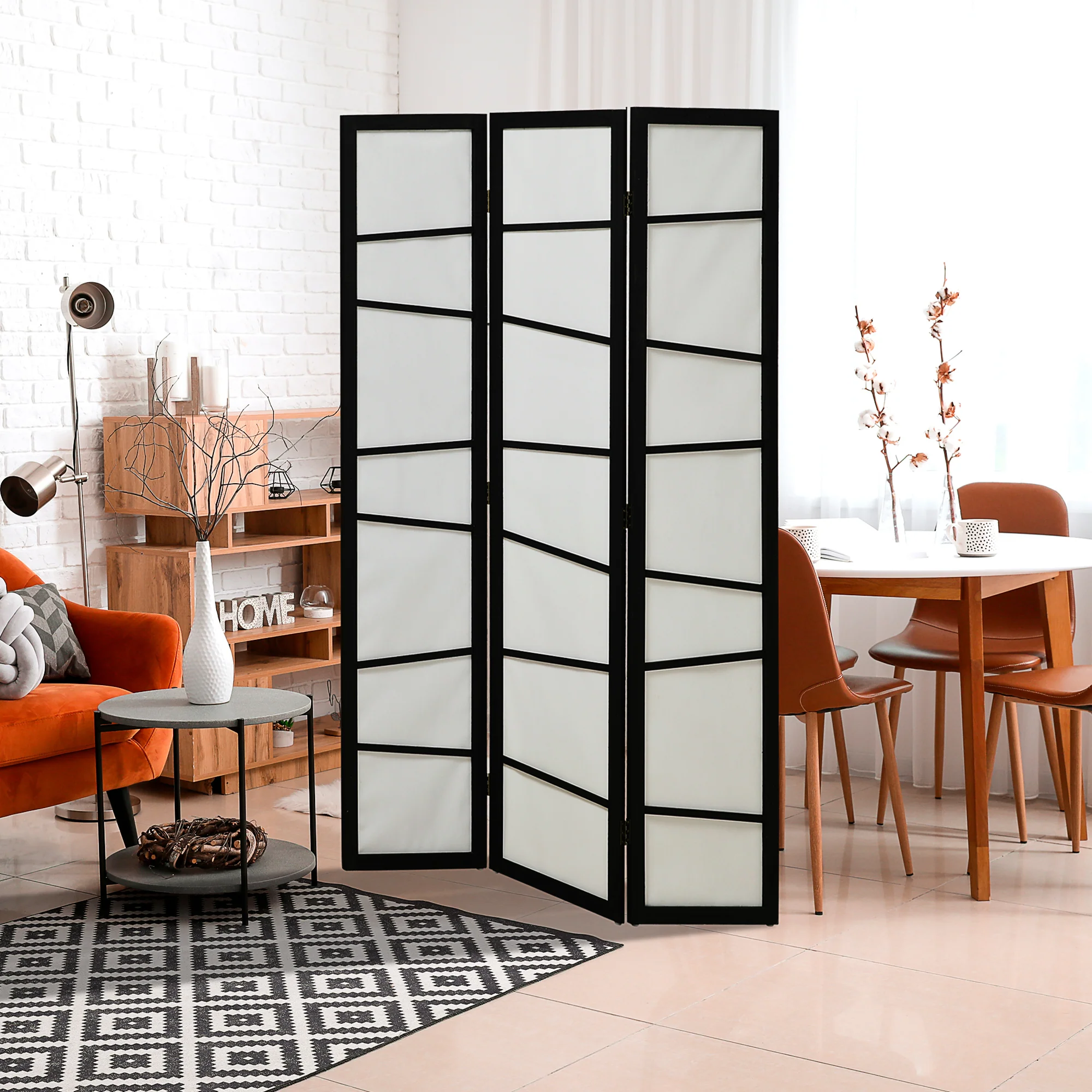 3 Panel Room Divider for Living Room, Bedroom, Wooden Folding Privacy Screen,  White - Image 3