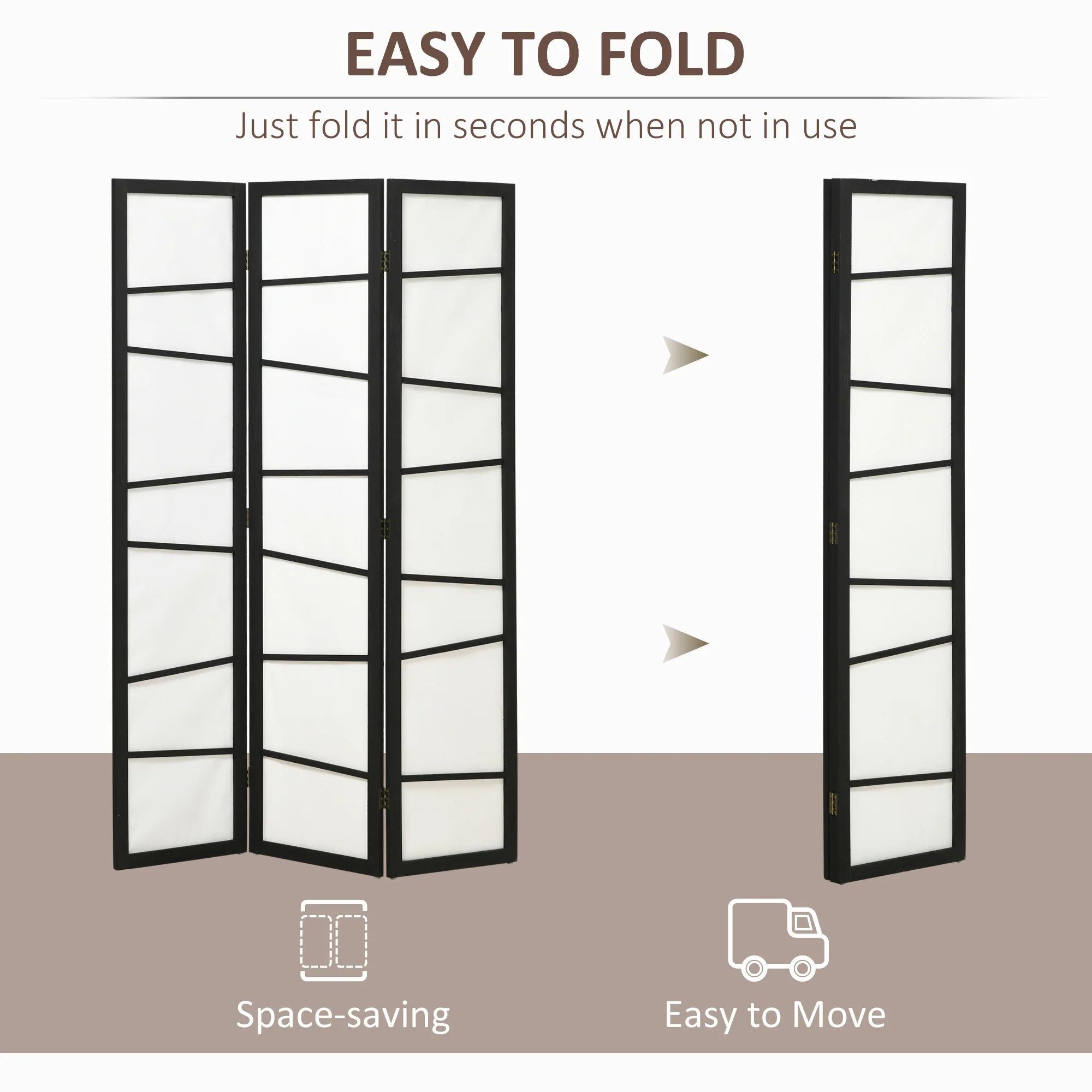 3 Panel Room Divider for Living Room, Bedroom, Wooden Folding Privacy Screen,  White - Image 8