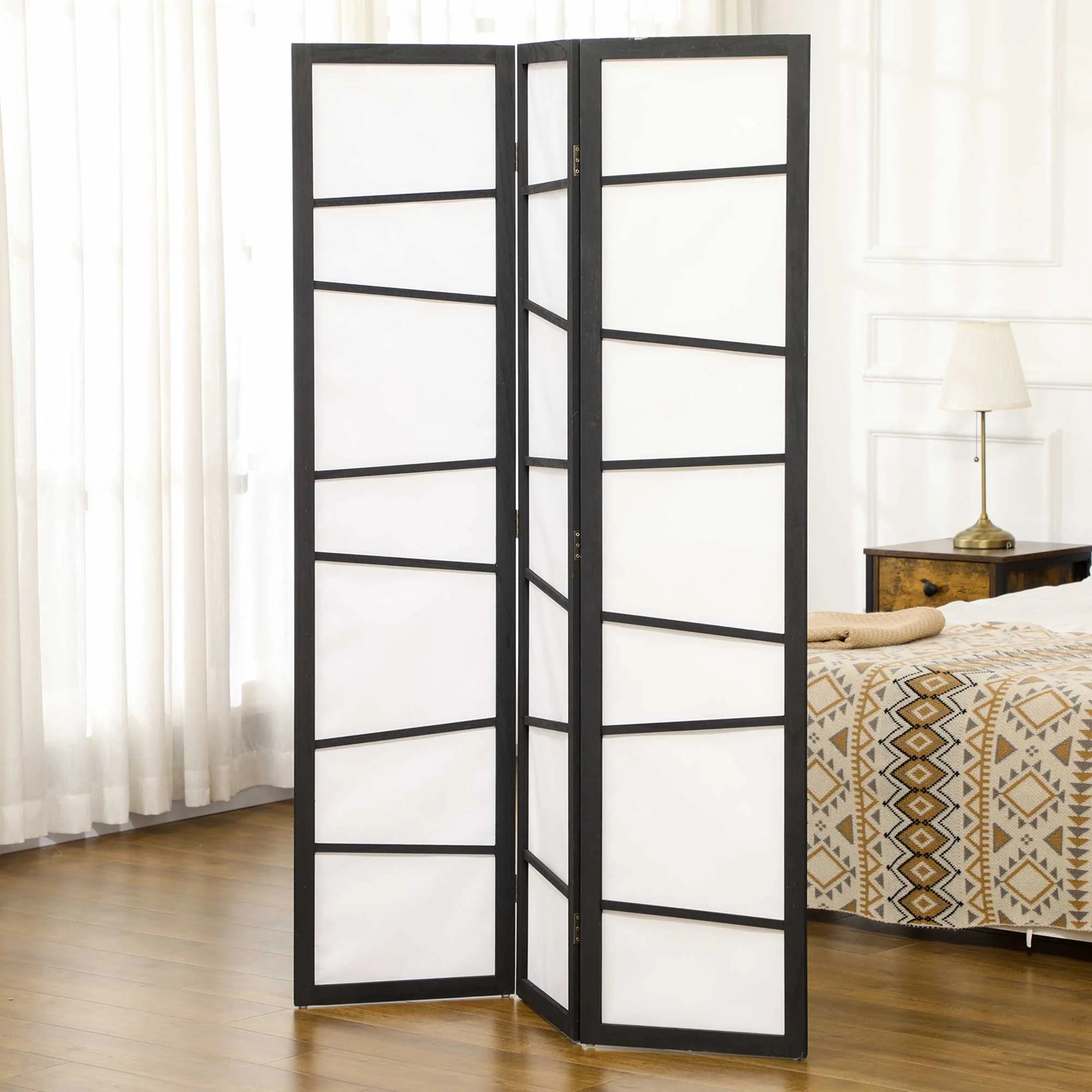 3 Panel Room Divider for Living Room, Bedroom, Wooden Folding Privacy Screen,  White - Image 9
