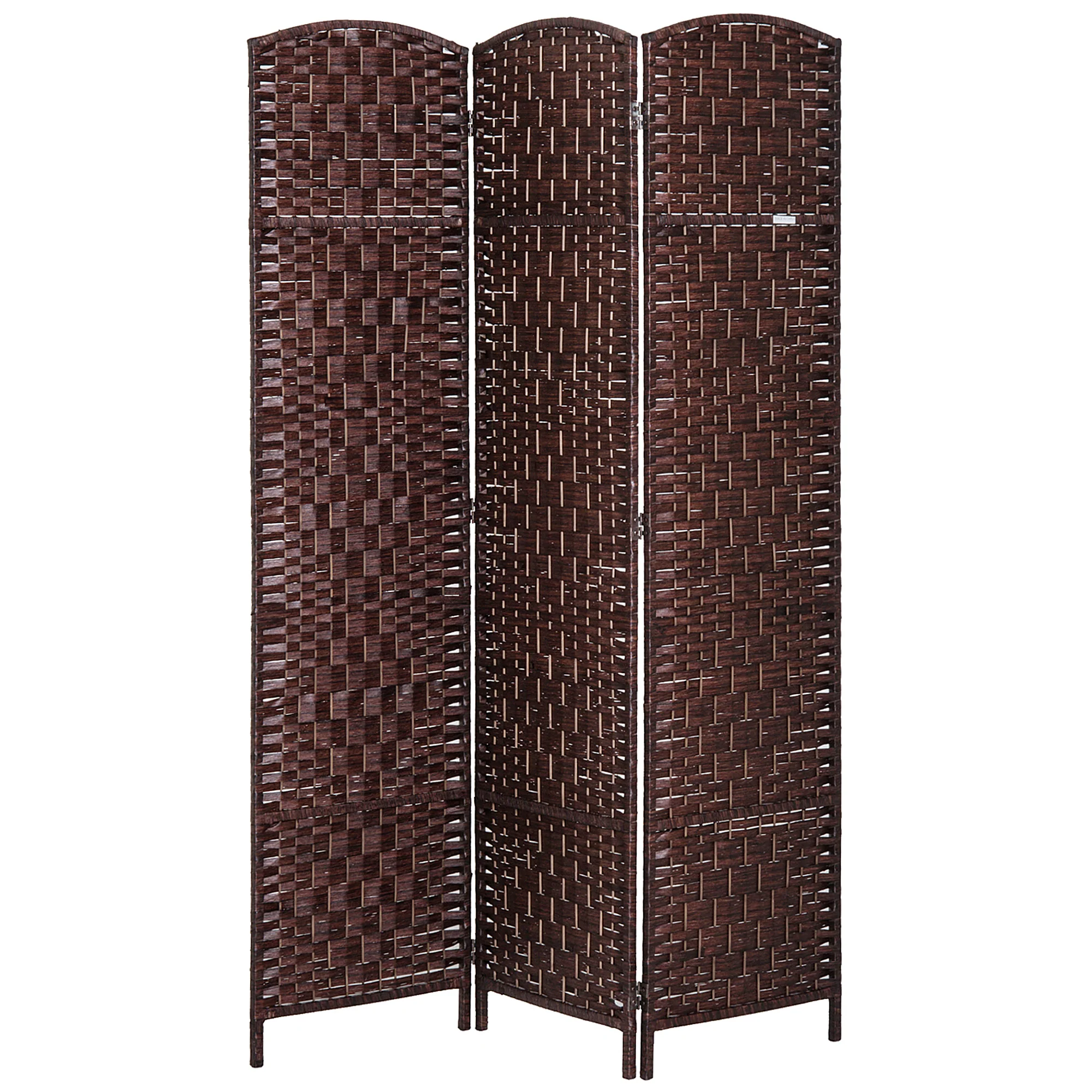 6 Ft Tall Indoor Portable Folding Room Divider, 3 Panels Hand-Woven Privacy Screens, Brown