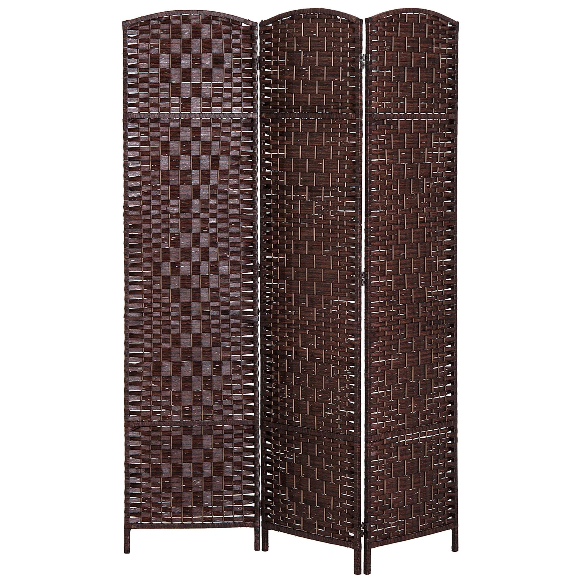 6 Ft Tall Indoor Portable Folding Room Divider, 3 Panels Hand-Woven Privacy Screens, Brown - Image 2