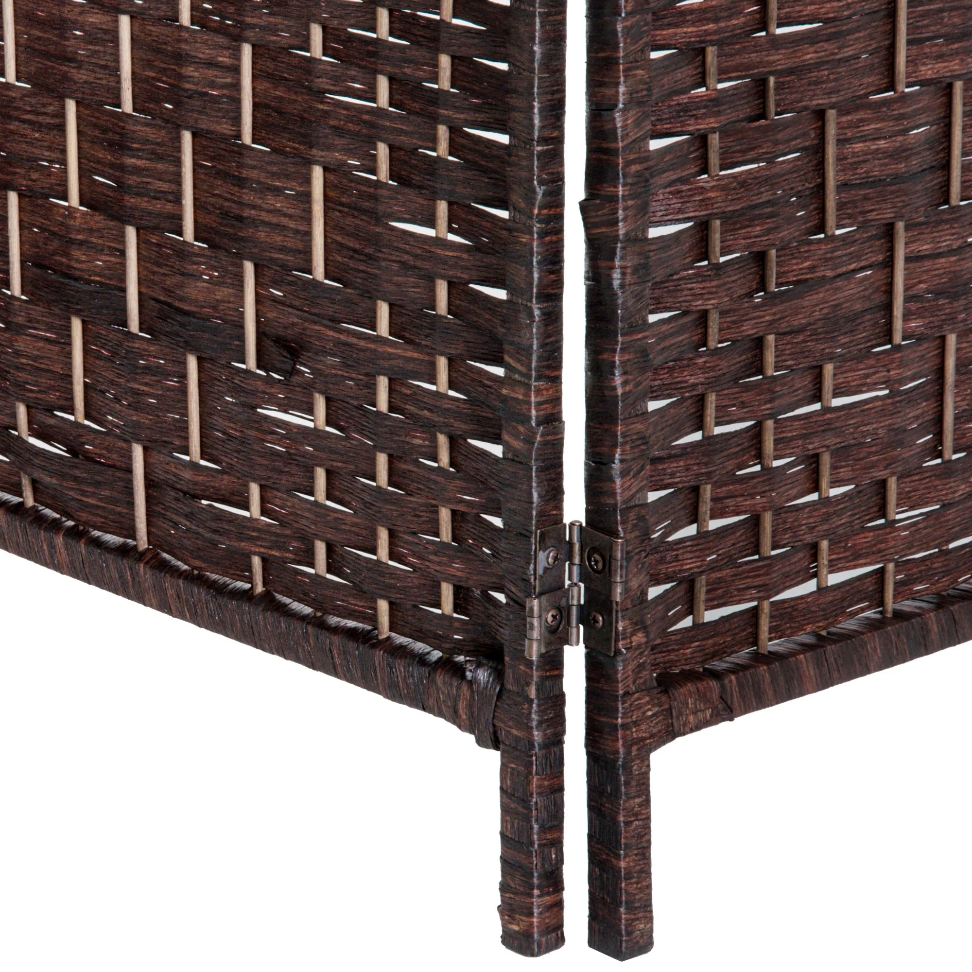 6 Ft Tall Indoor Portable Folding Room Divider, 3 Panels Hand-Woven Privacy Screens, Brown - Image 9