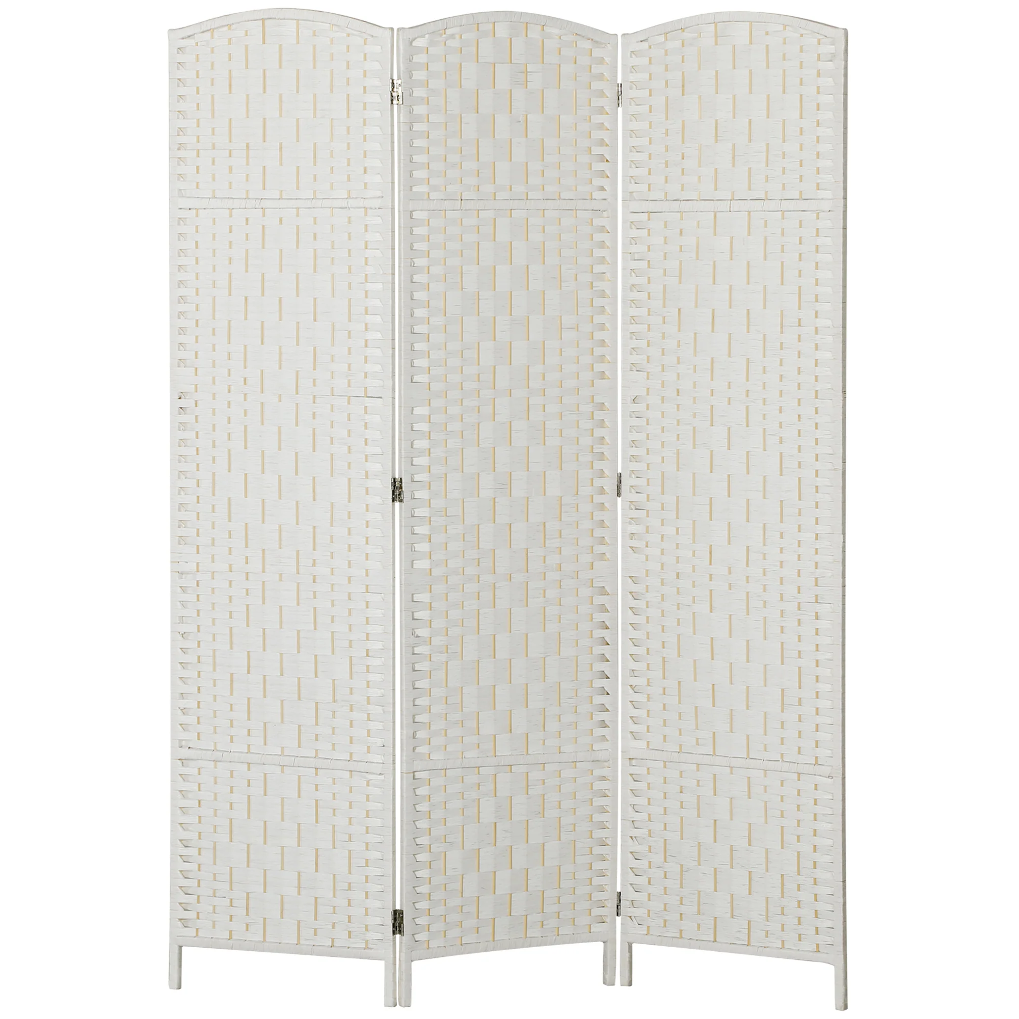 3 Panels Room Divider, 6 Ft Tall Indoor Portable Folding Privacy Screens, Hand-Woven Double Hinged Freestanding Partition Wall Divider for Home Office, Natural - Image 2