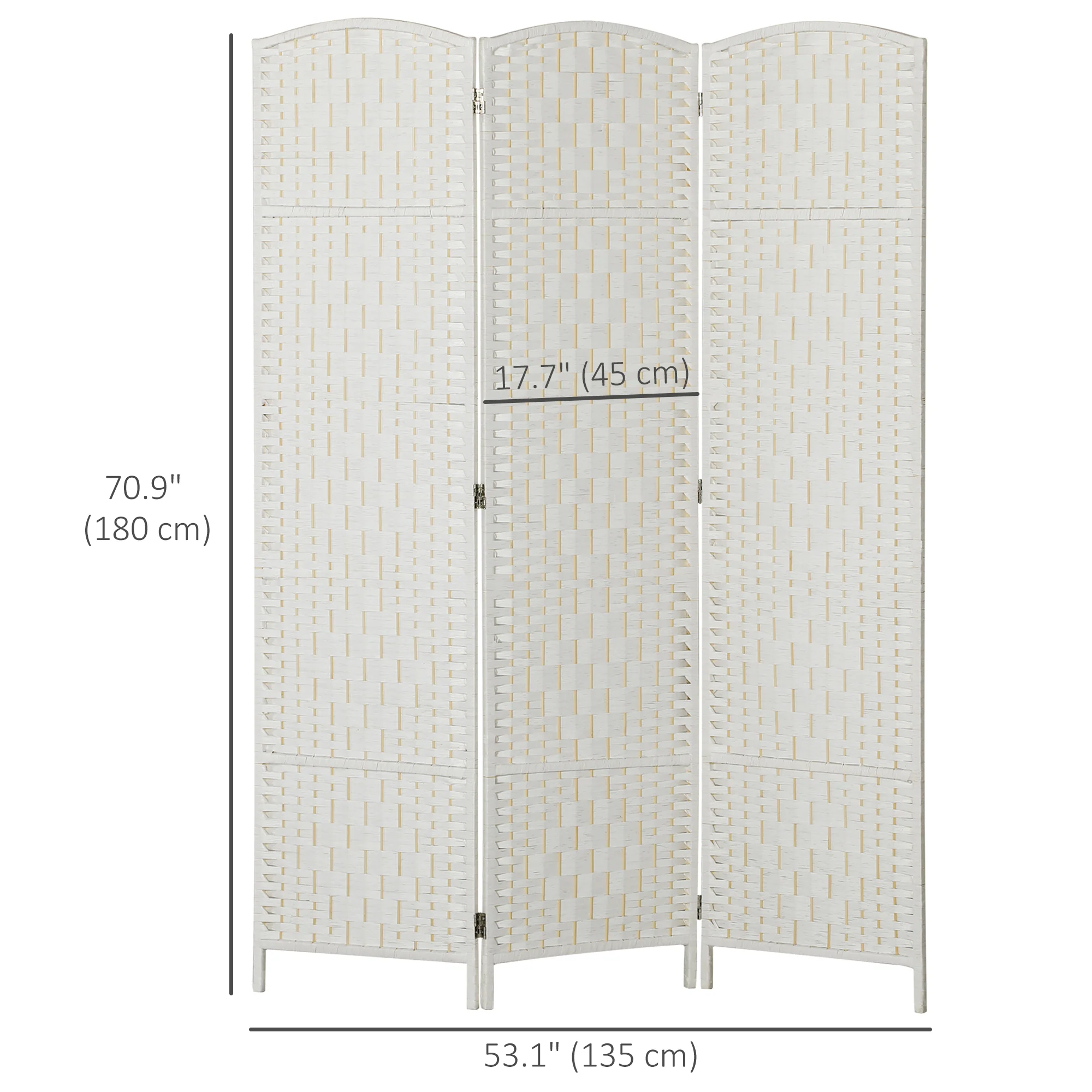3 Panels Room Divider, 6 Ft Tall Indoor Portable Folding Privacy Screens, Hand-Woven Double Hinged Freestanding Partition Wall Divider for Home Office, Natural - Image 5