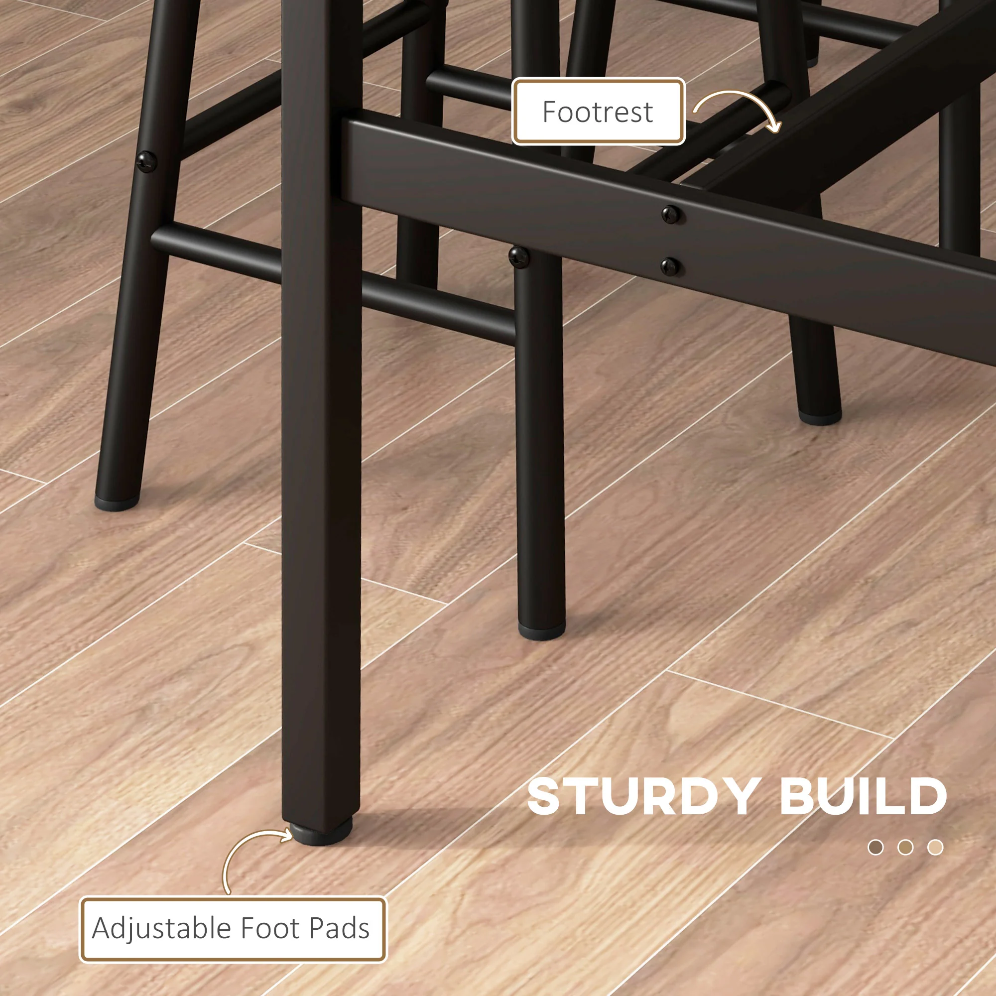 Industrial Bar Table and Stool Set of 2, Dining Table & Chair Set for Small Space, Grey - Image 8