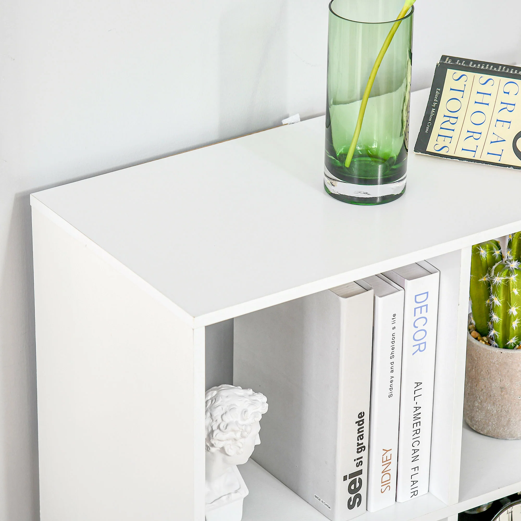 3-tier 6 Cubes Storage Unit, Particle Board Cabinet Bookcase Organiser Shelves, White - Image 10