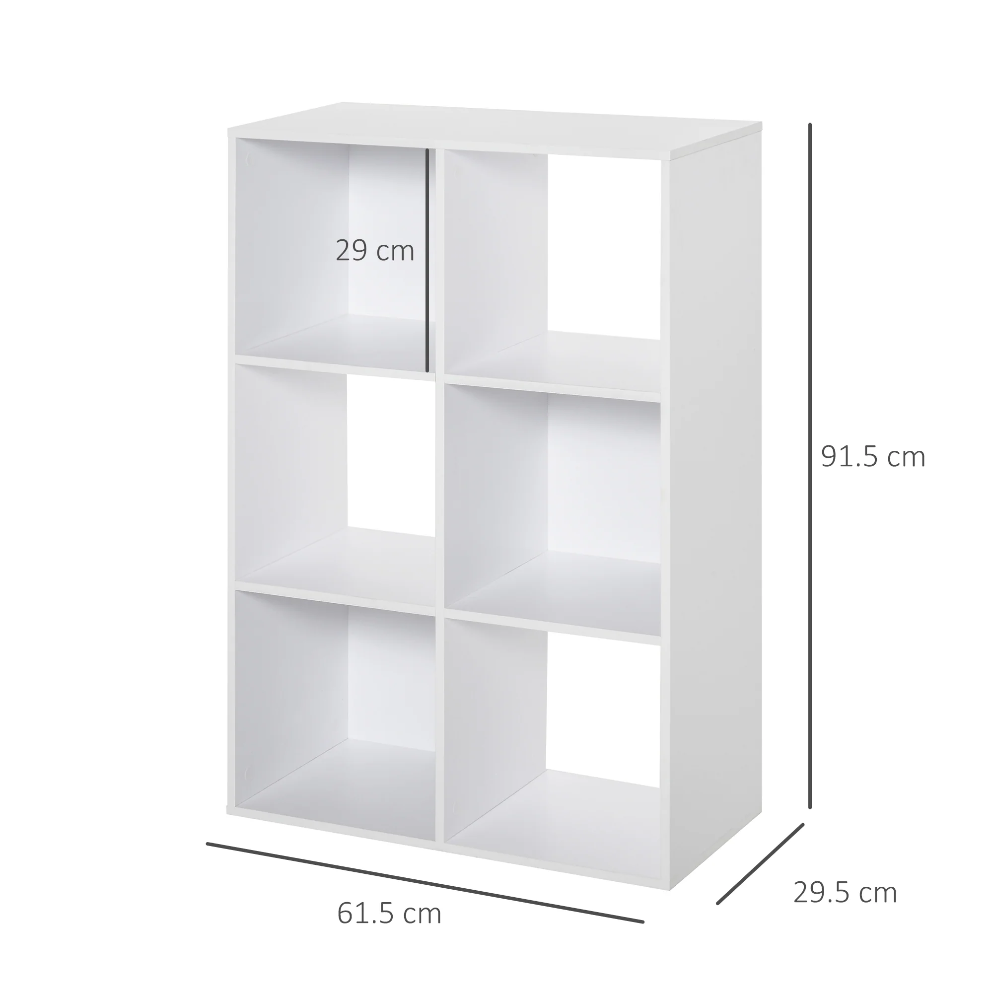 3-tier 6 Cubes Storage Unit, Particle Board Cabinet Bookcase Organiser Shelves, White - Image 5