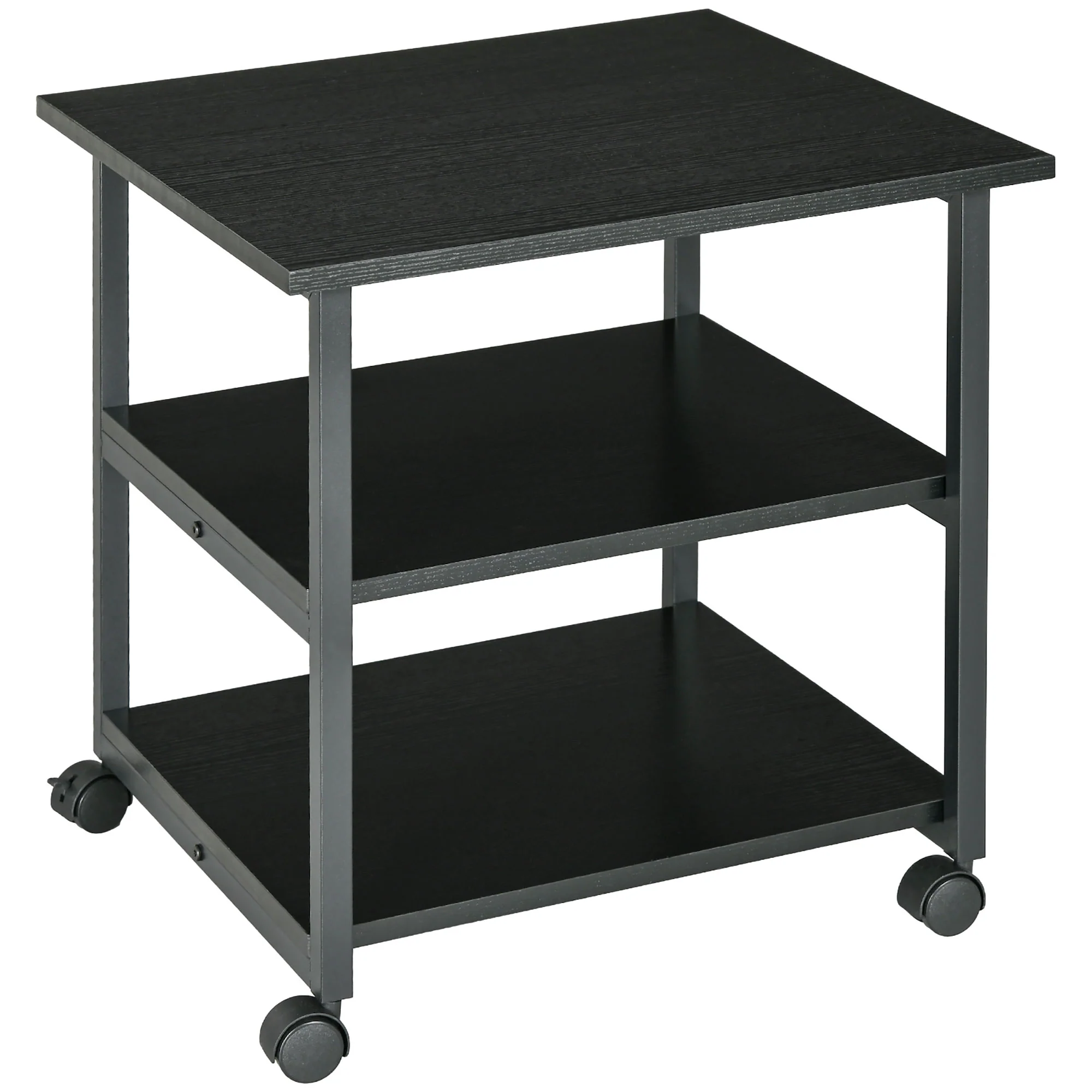 3-Tier Mobile Printer Stand with Storage Shelf for Home Office, 50 x 50 x 52.5cm, Black - Image 2