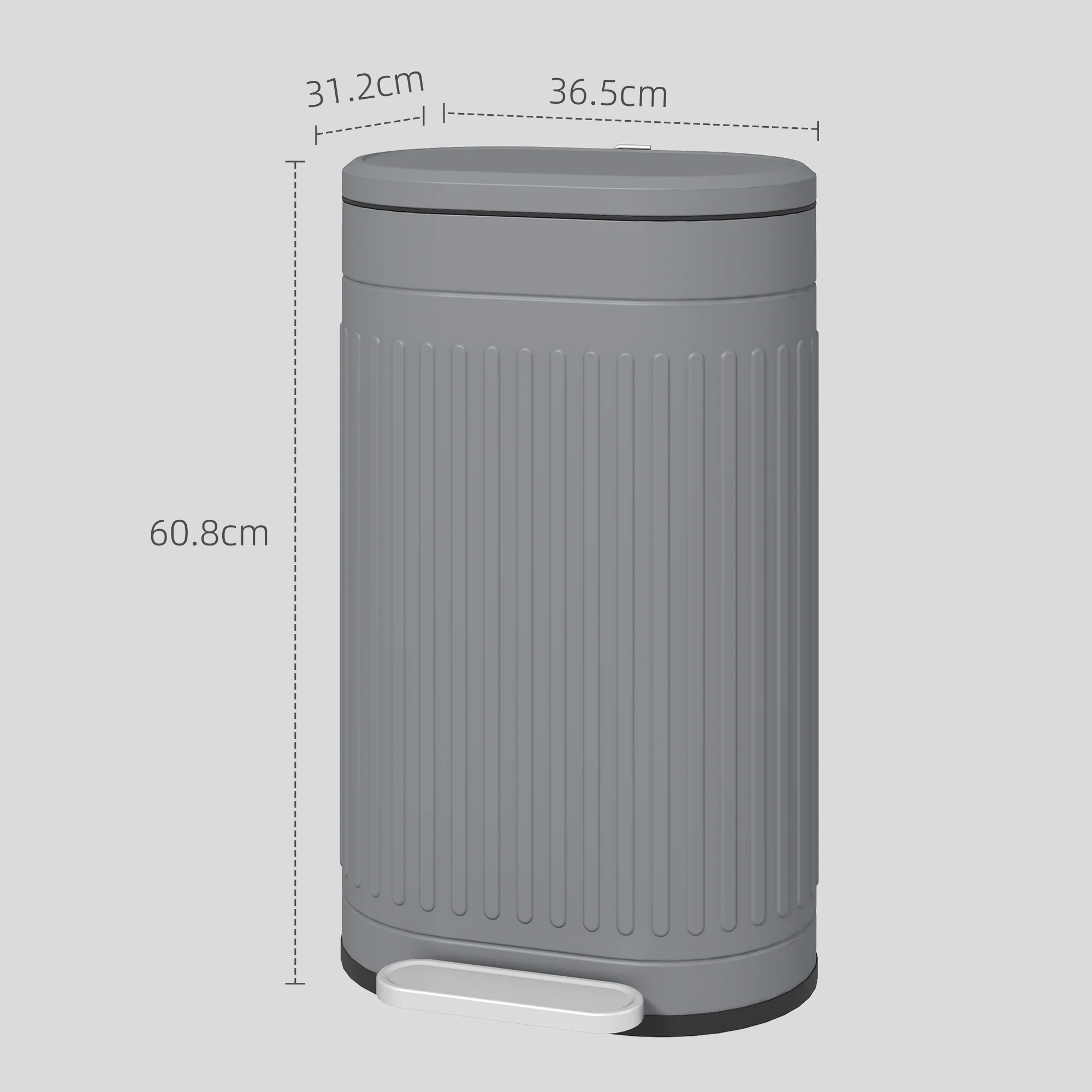 30L Fingerprint Proof Kitchen Bin with Foot Pedal & Removable Inner Bucket, Grey - Image 5