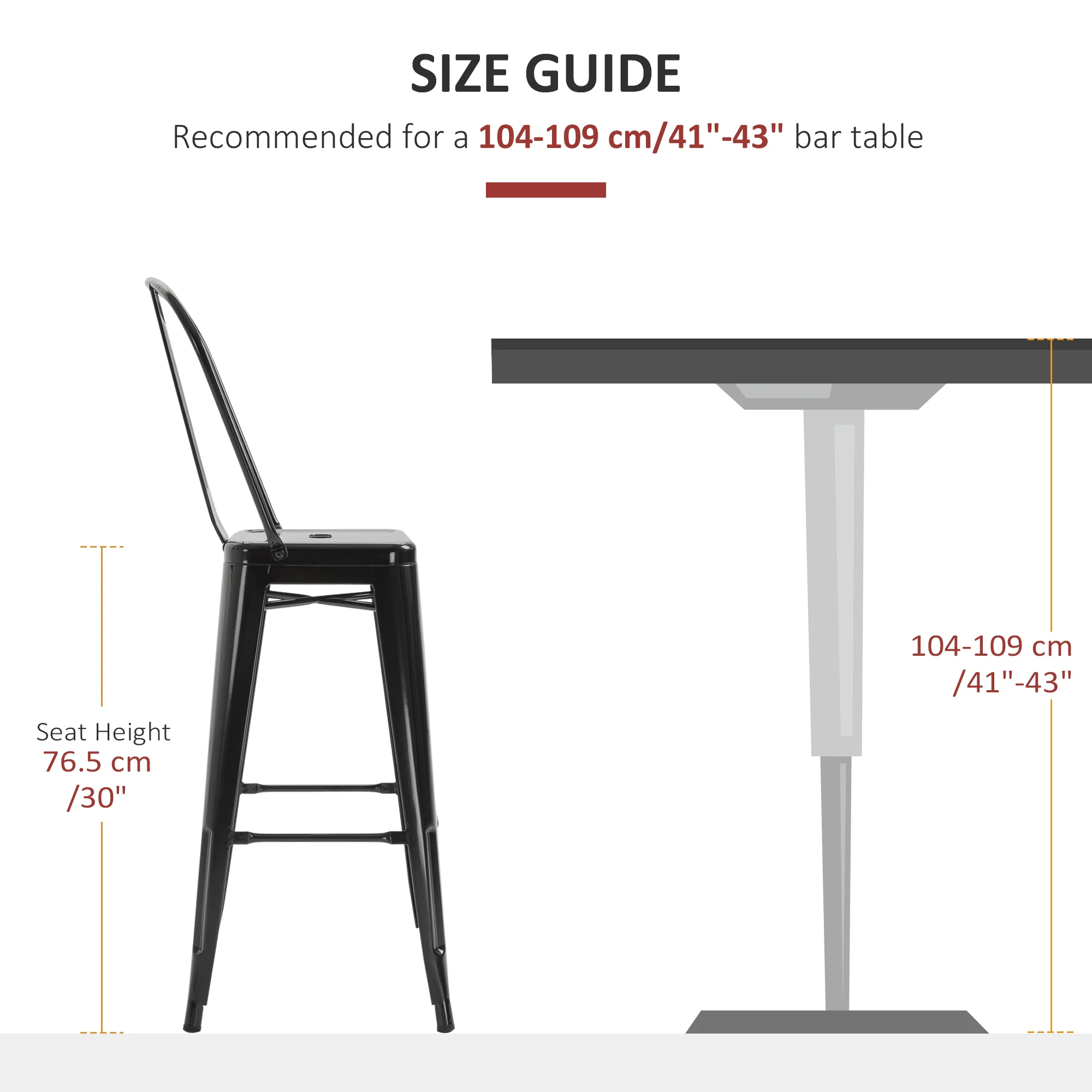 Set of 4 Bar Stools, 30" Stacking Metal for Kitchen Island, Black - Image 10
