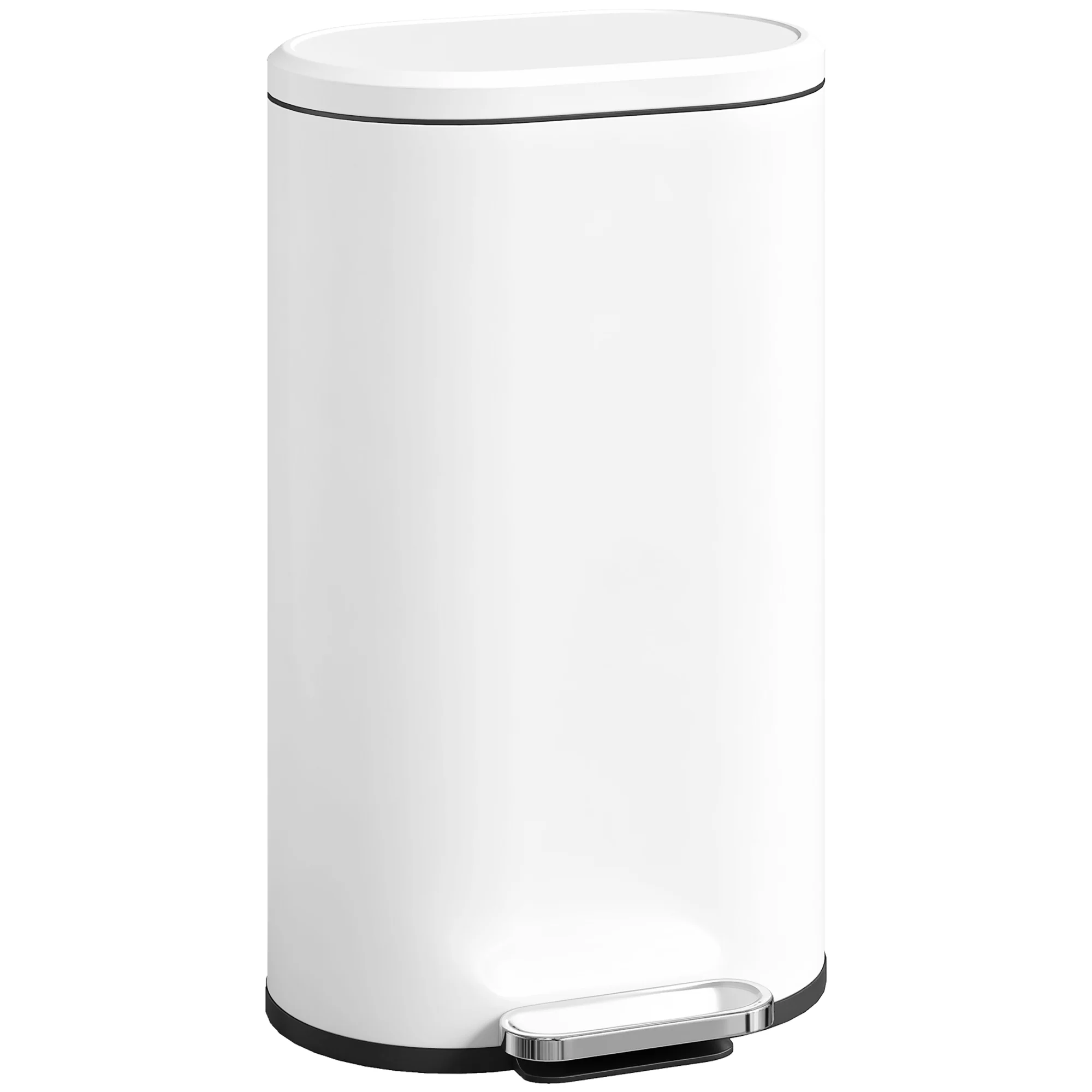 30L Kitchen Bin with 90° Stay-Open Lid, Slim Rectangular Pedal Bin with Soft-Close Lid, Removable Inner Bucket for Home Office, Fingerprint-Resistant, White - Image 12