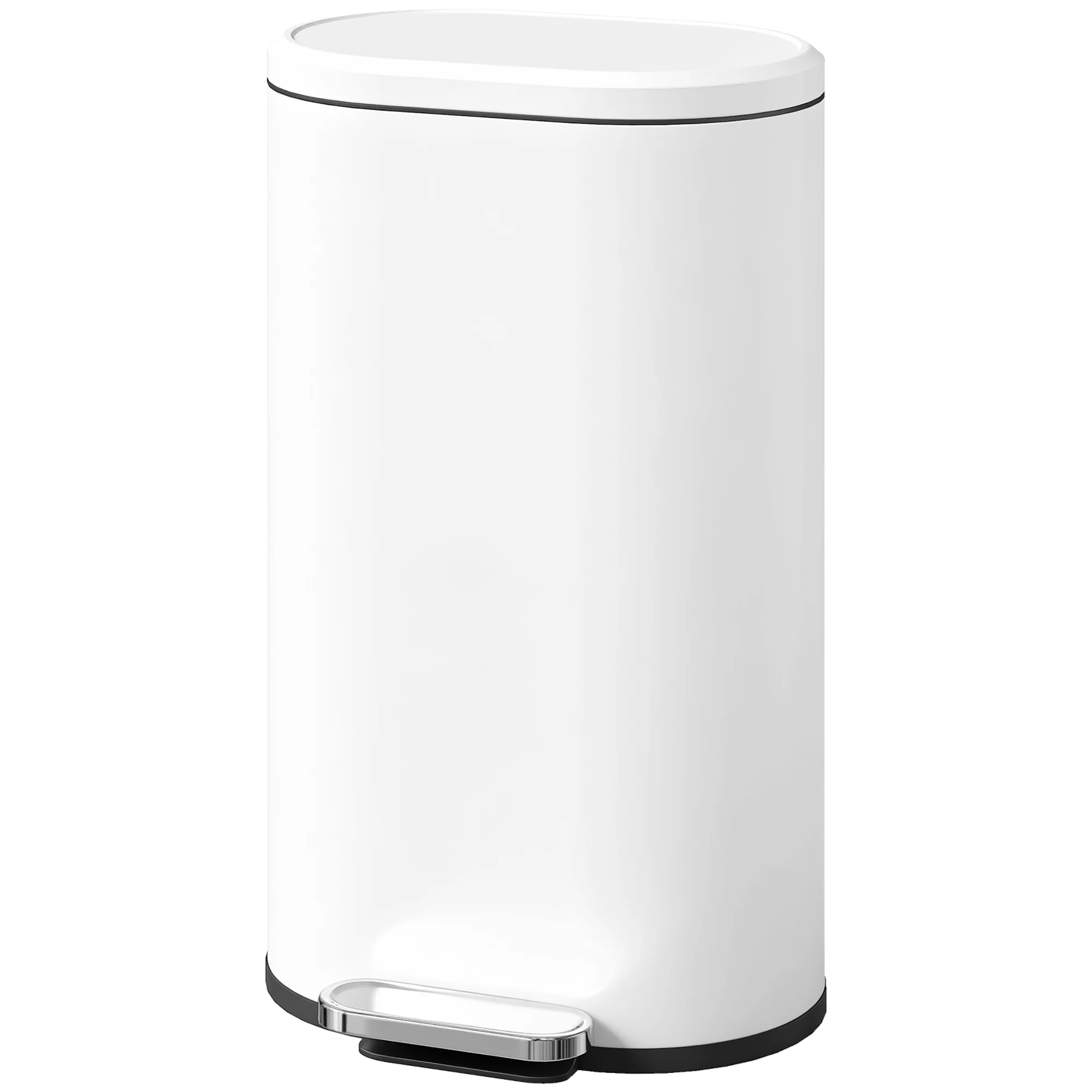 30L Kitchen Bin with 90° Stay-Open Lid, Slim Rectangular Pedal Bin with Soft-Close Lid, Removable Inner Bucket for Home Office, Fingerprint-Resistant, White - Image 2