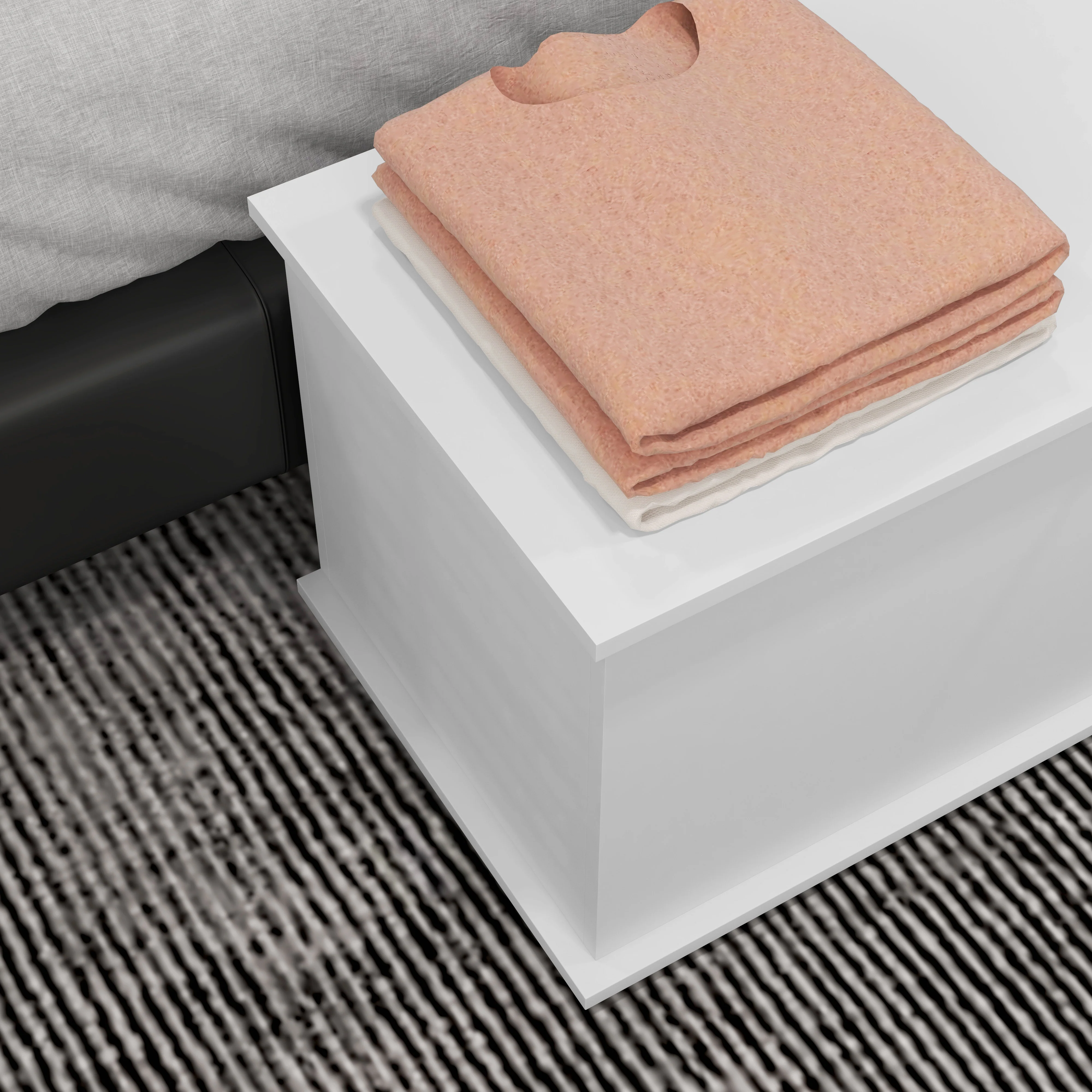 31.5" Lift Top Storage Chest Organizer with 2 Safety Hinges & Flip-Top Lid, White - Image 10