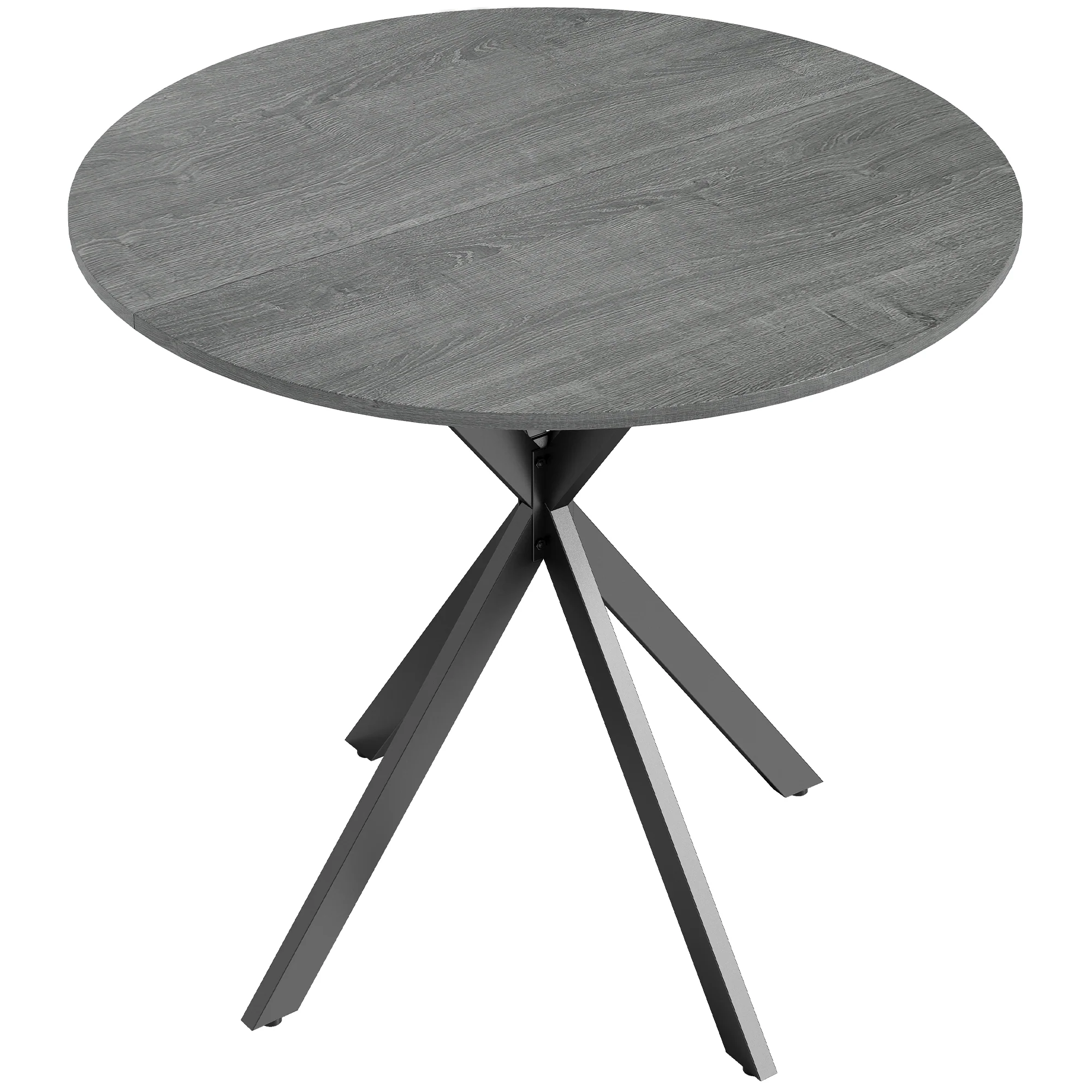31.5" Round Dining Table, Industrial Kitchen Table with Cross Steel Legs for Dining Room, Kitchen, Living Room, Distressed Grey - Image 12