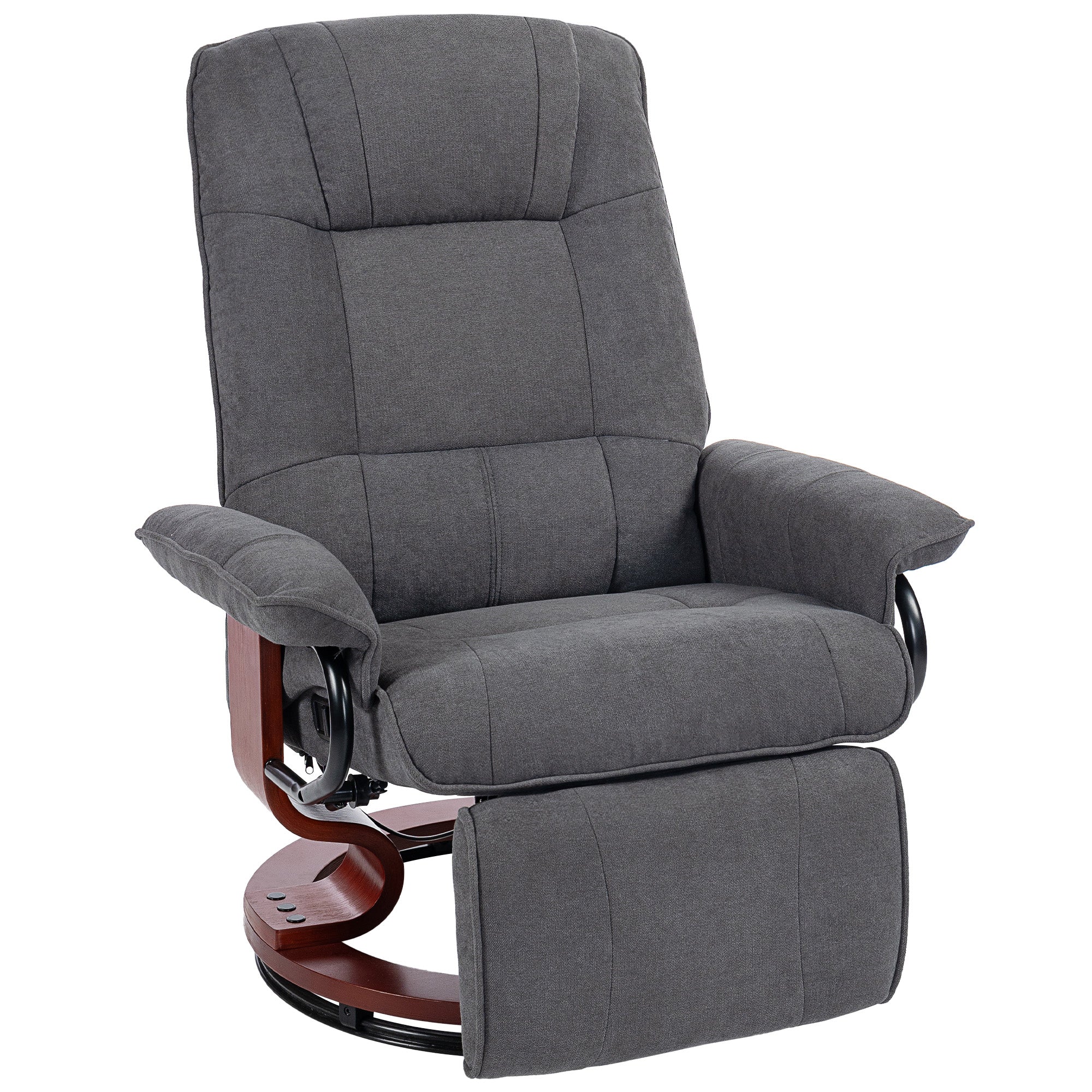 EaseRest Manual Recliner Chair with Linen-Like Upholstered & Wooden Base, Grey - Image 14