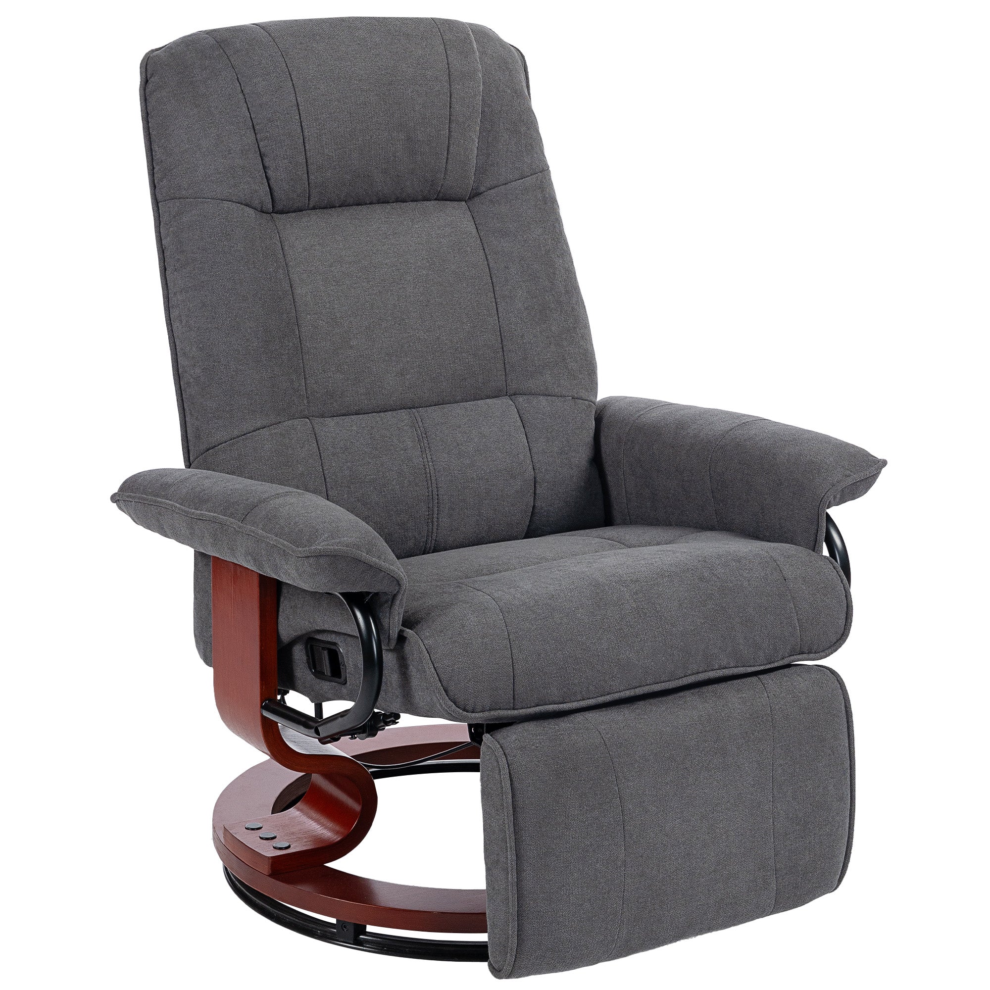 EaseRest Manual Recliner Chair with Linen-Like Upholstered & Wooden Base, Grey - Image 15