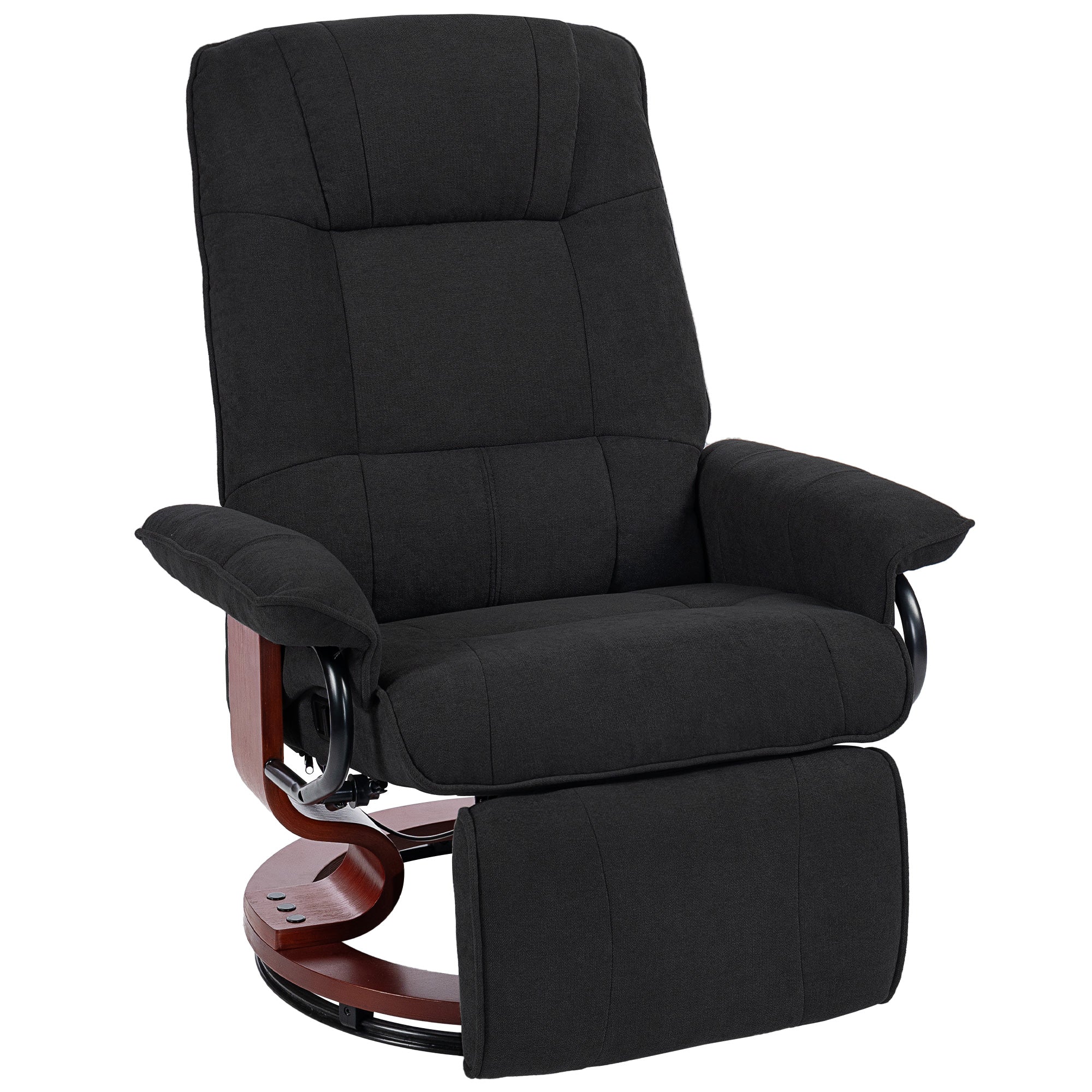 EaseRest Manual Recliner Chair with Linen-Like Upholstered & Wooden Base, Black - Image 13