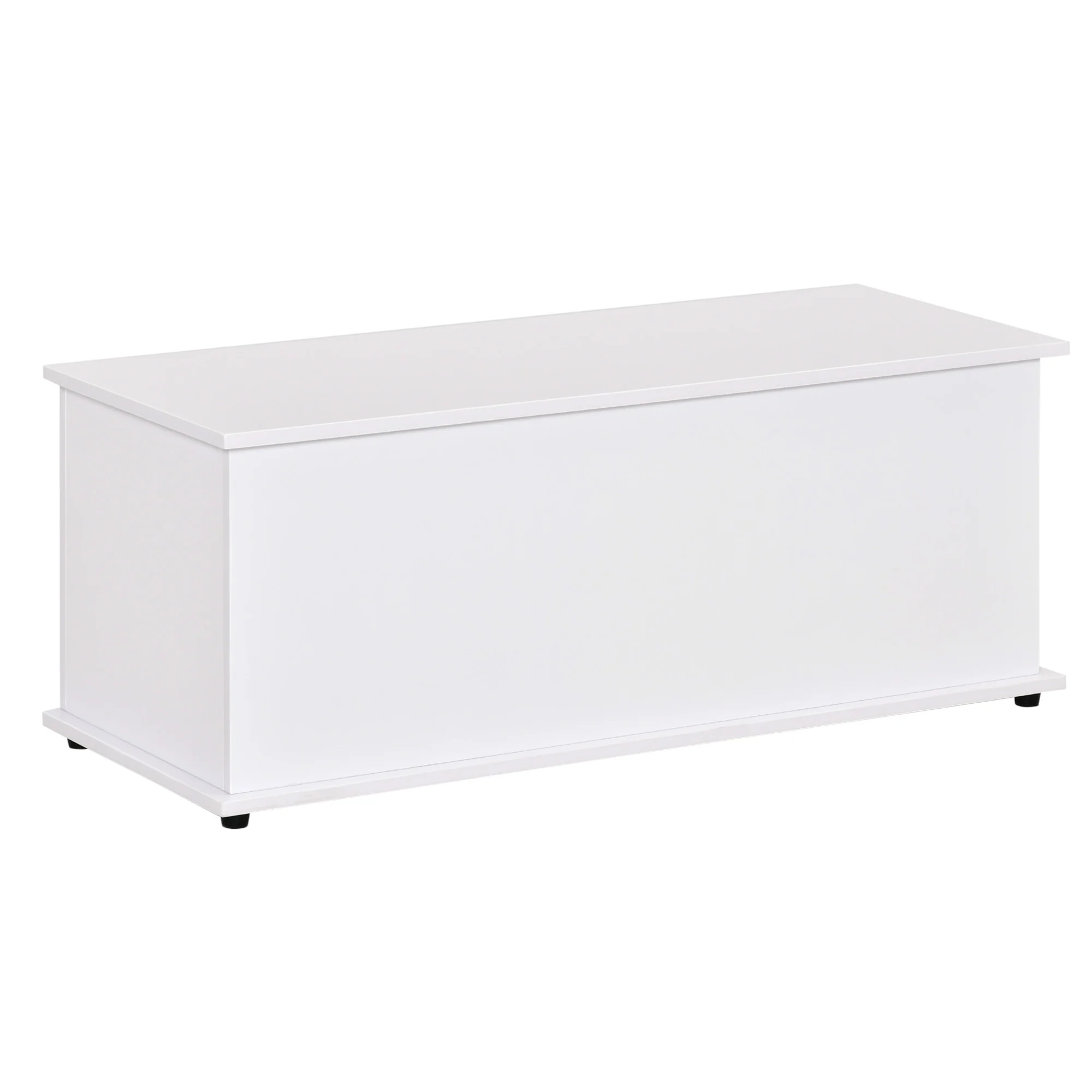 39.5" Lift Top Storage Chest Organizer with 2 Safety Hinges & Flip-Top Lid, White