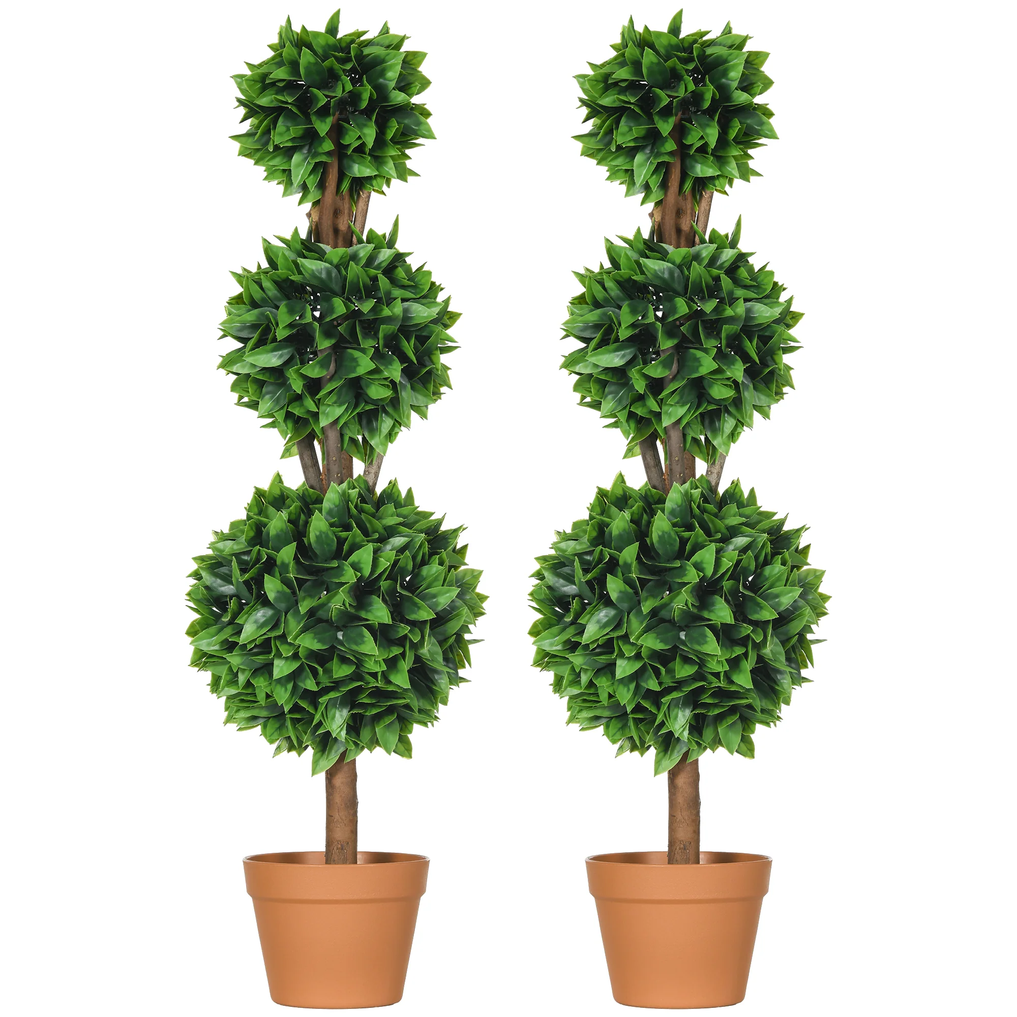 3ft Artificial Boxwood Topiary Ball Trees Set of 2, Faux Potted Plants for Indoors, Green - Image 2