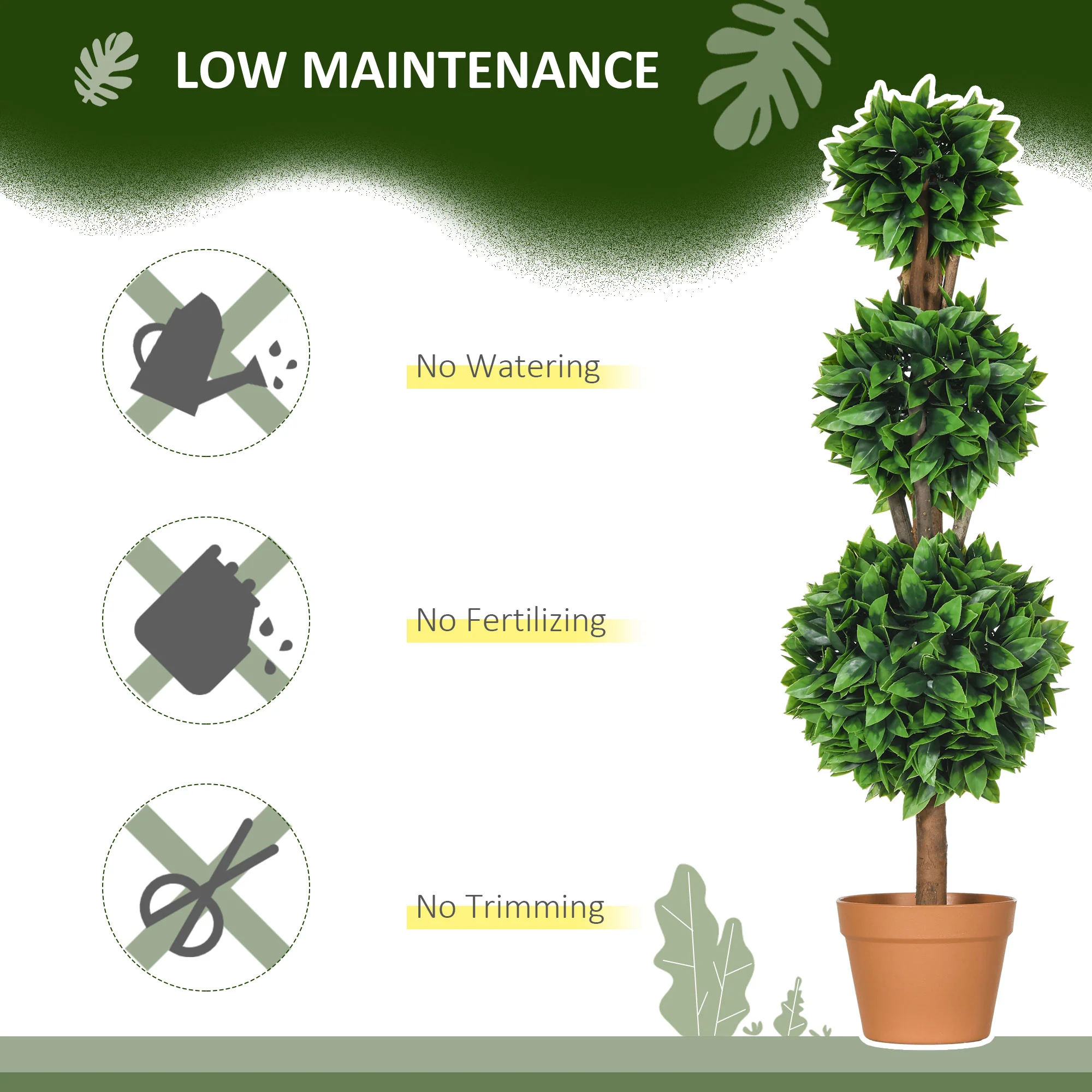 3ft Artificial Boxwood Topiary Ball Trees Set of 2, Faux Potted Plants for Indoors, Green - Image 9