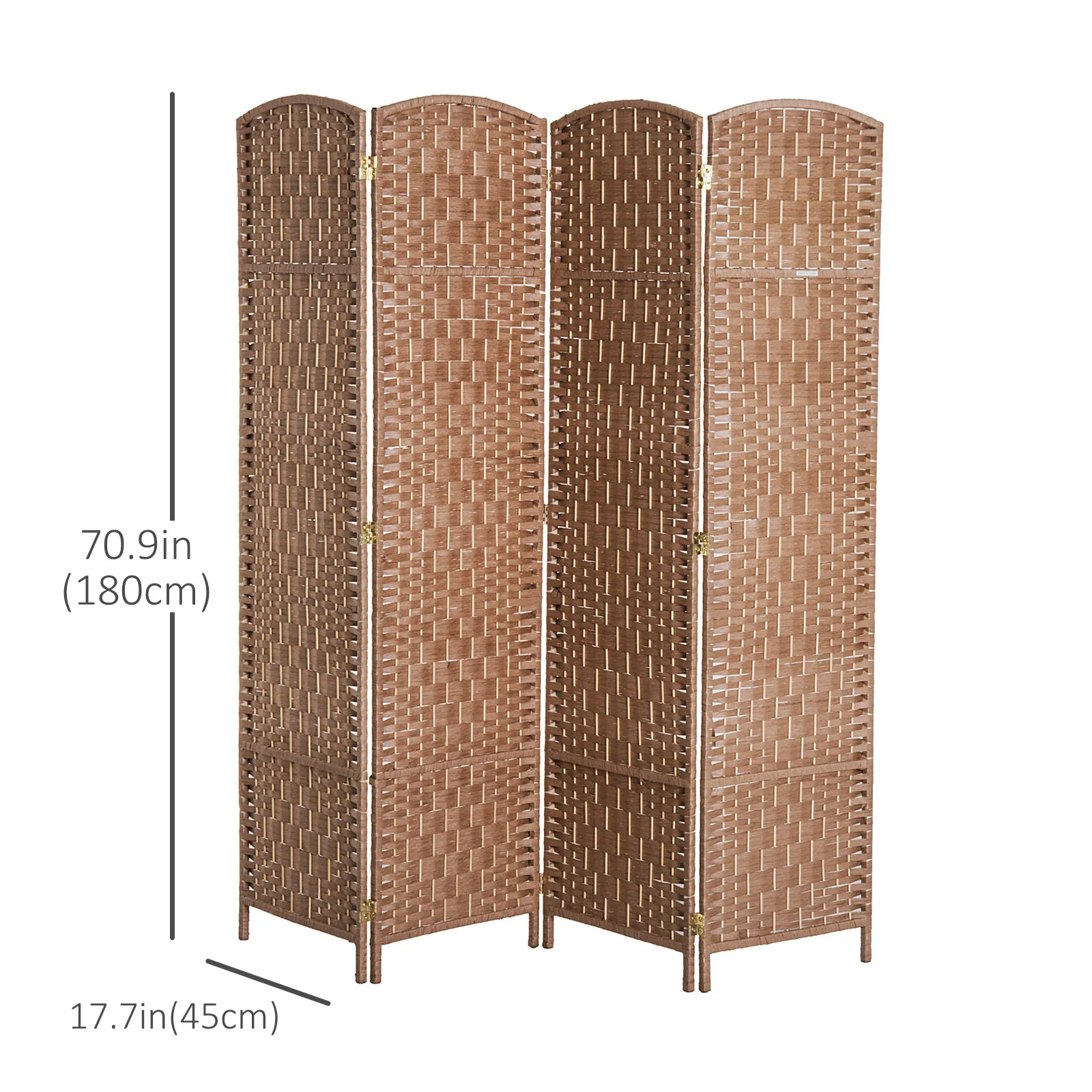 6 Ft Tall Indoor Portable Folding Room Divider, 4 Panels Hand-Woven Privacy Screens, Natural - Image 5