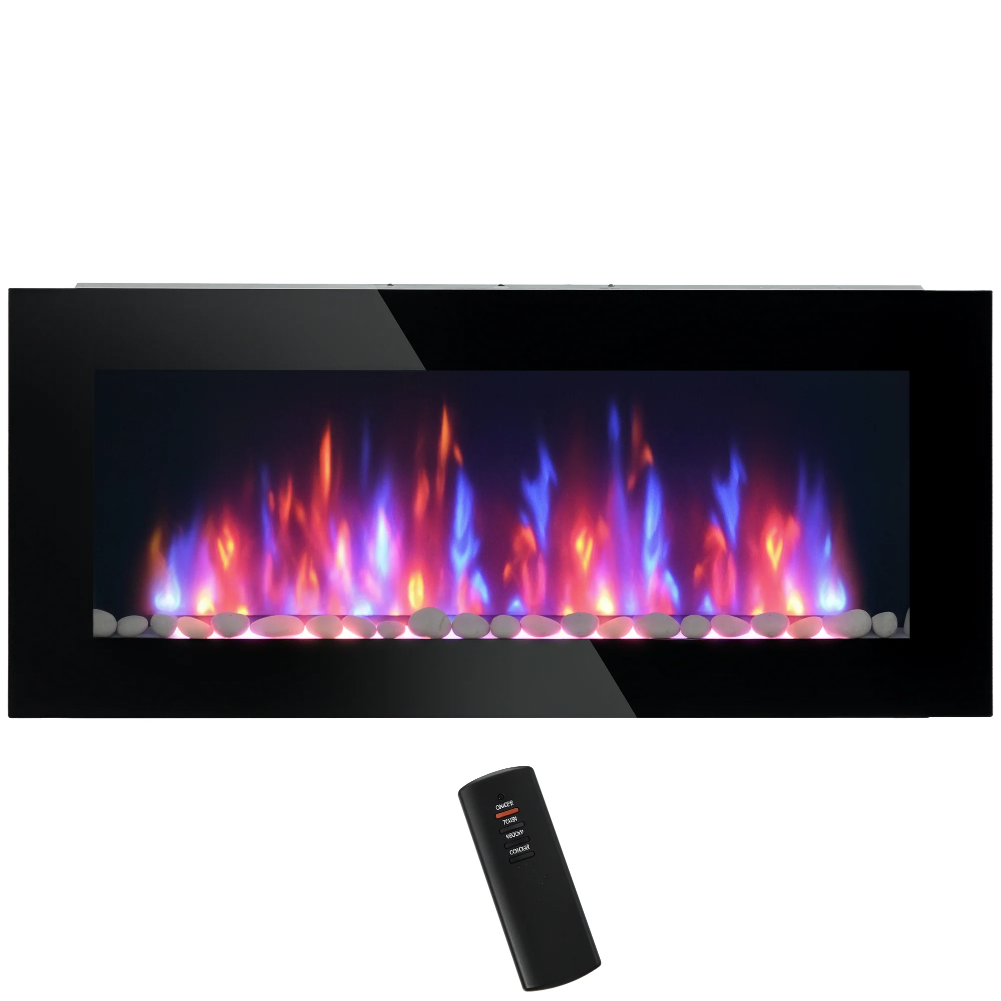 41 Inch Electric Fireplace, Wall Mounted Fireplace with Adjustable LED Flame Effect, Black