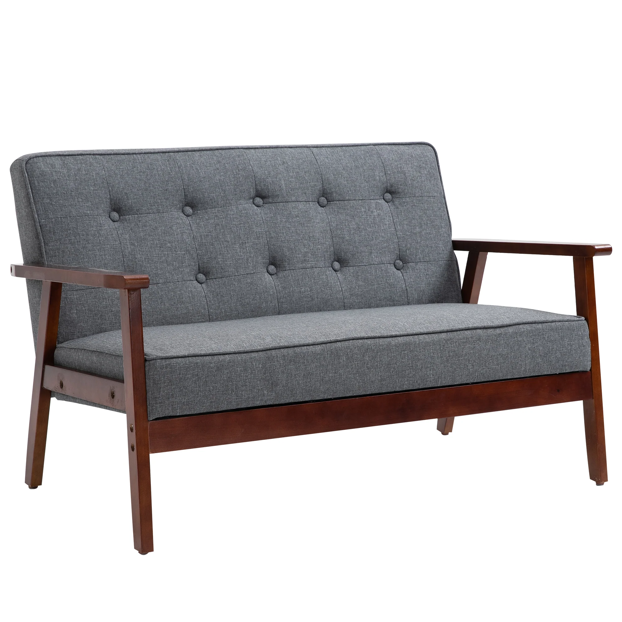 44.5" Tufted Loveseat with Solid Wood Frame 2-Seater Sofa Grey - Image 2